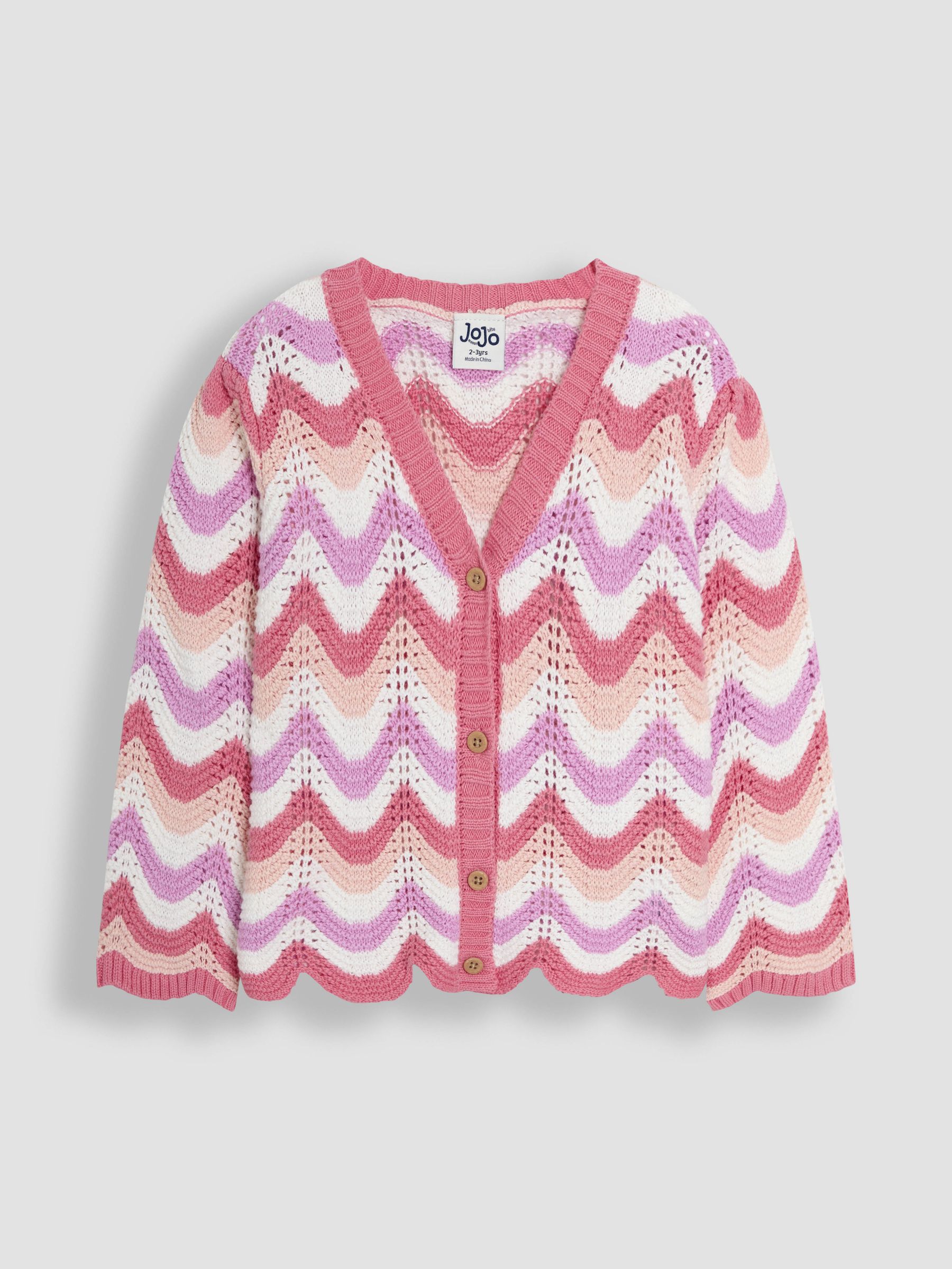 Pink Chevron Crochet 100% Cotton Cardigan - Image 1 of 3