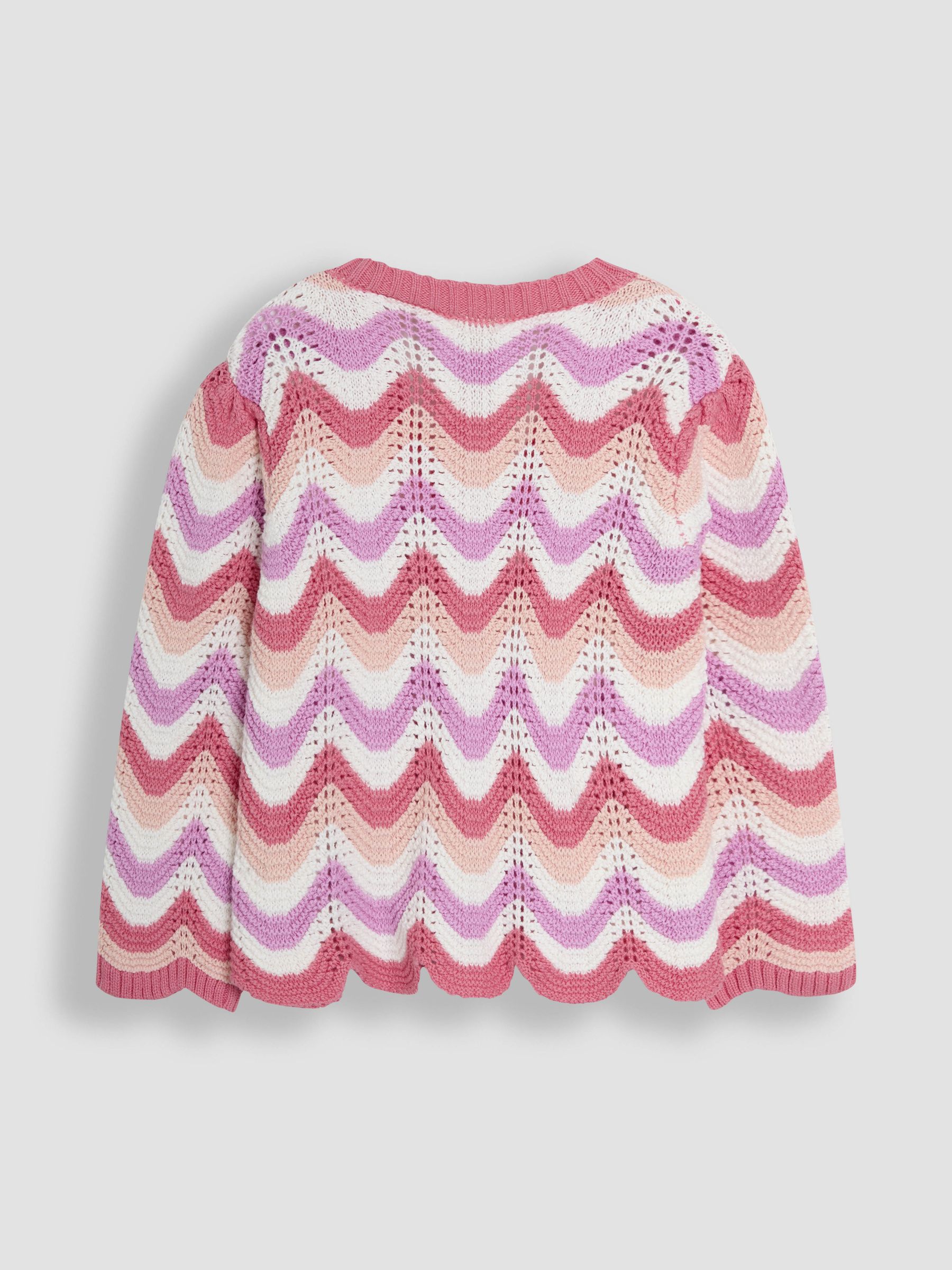 Pink Chevron Crochet 100% Cotton Cardigan - Image 2 of 3