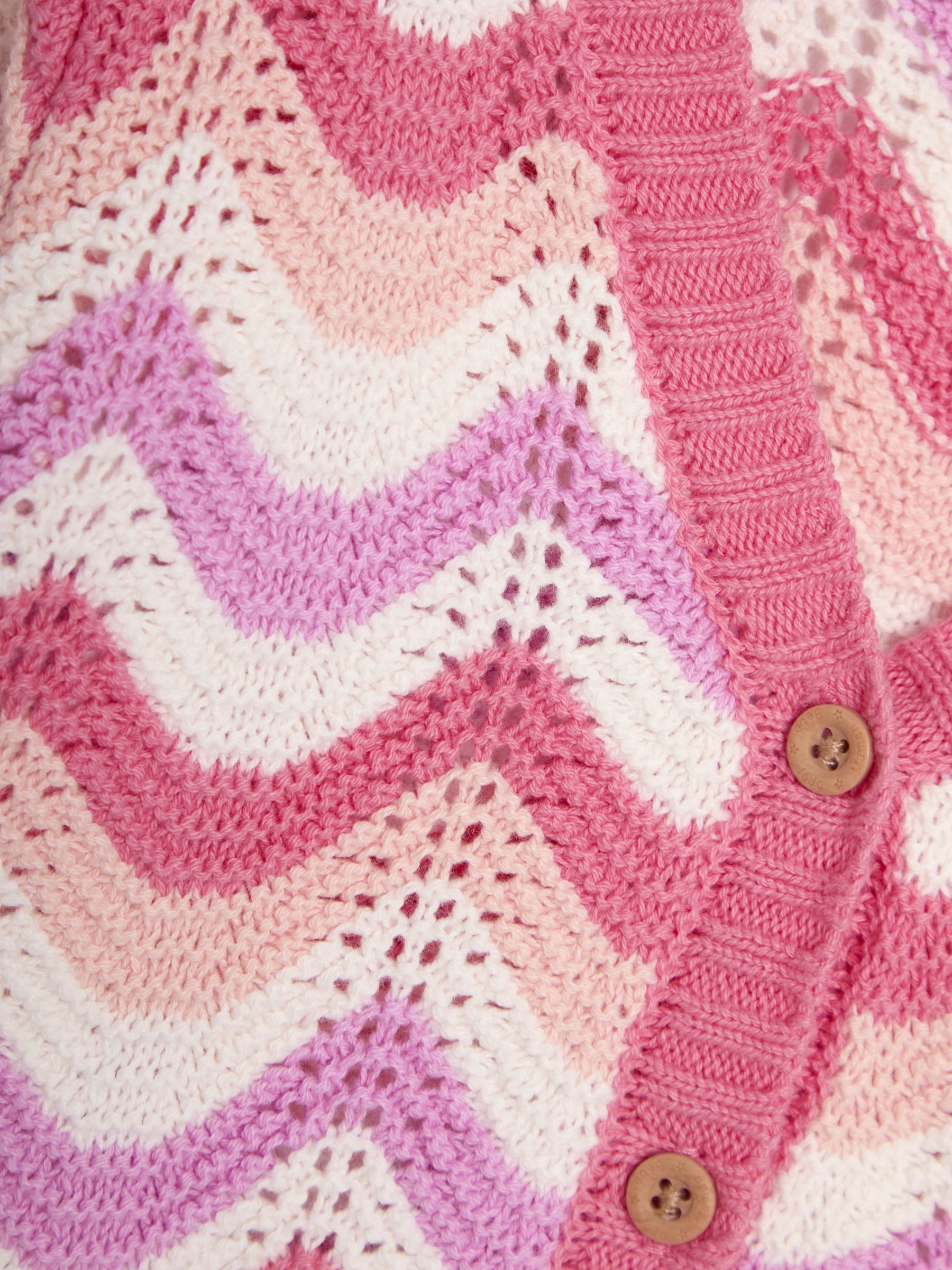Pink Chevron Crochet 100% Cotton Cardigan - Image 3 of 3