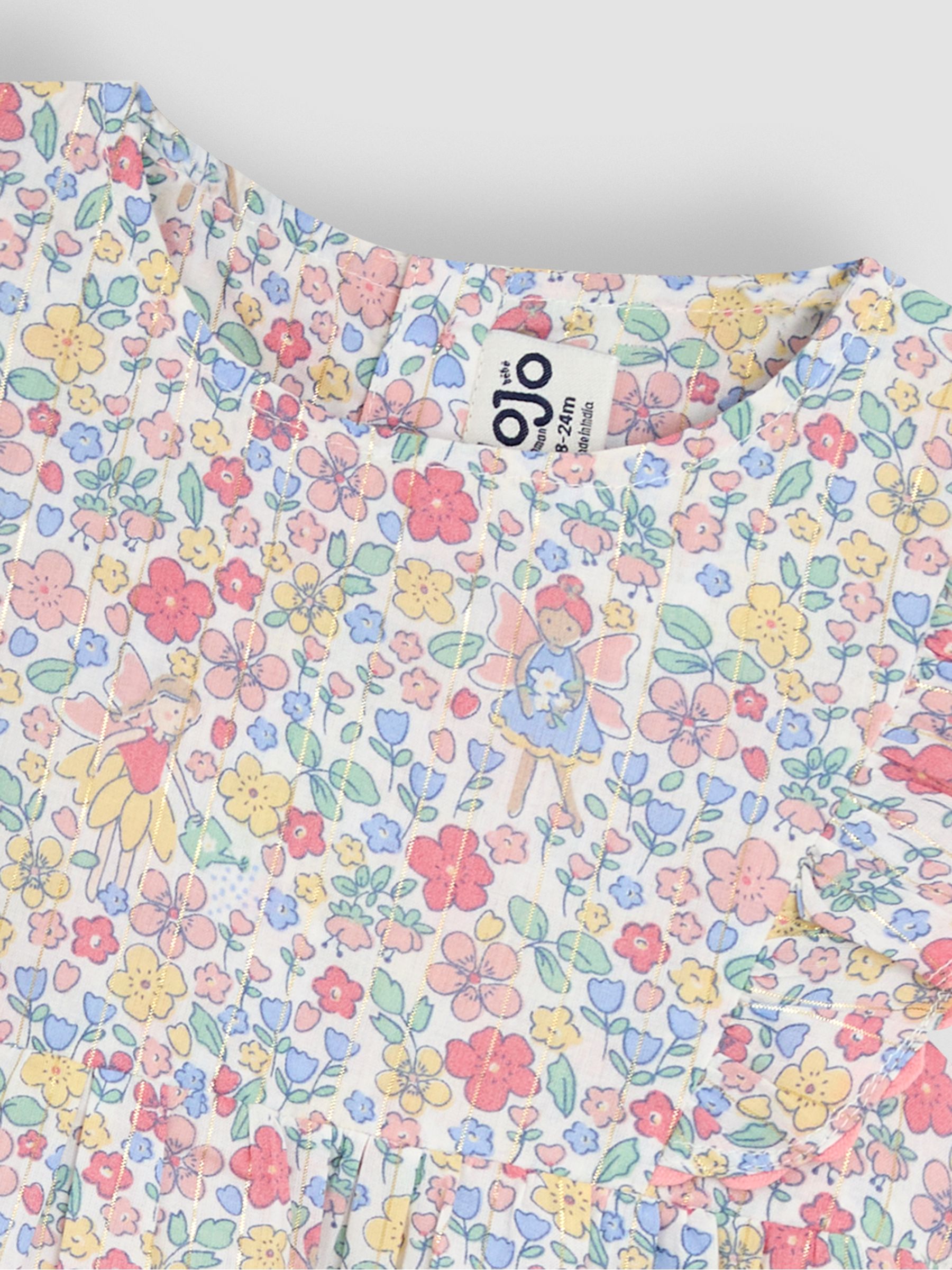 Pink Fairy Floral Frill Shoulder Summer Dress - Image 5 of 5