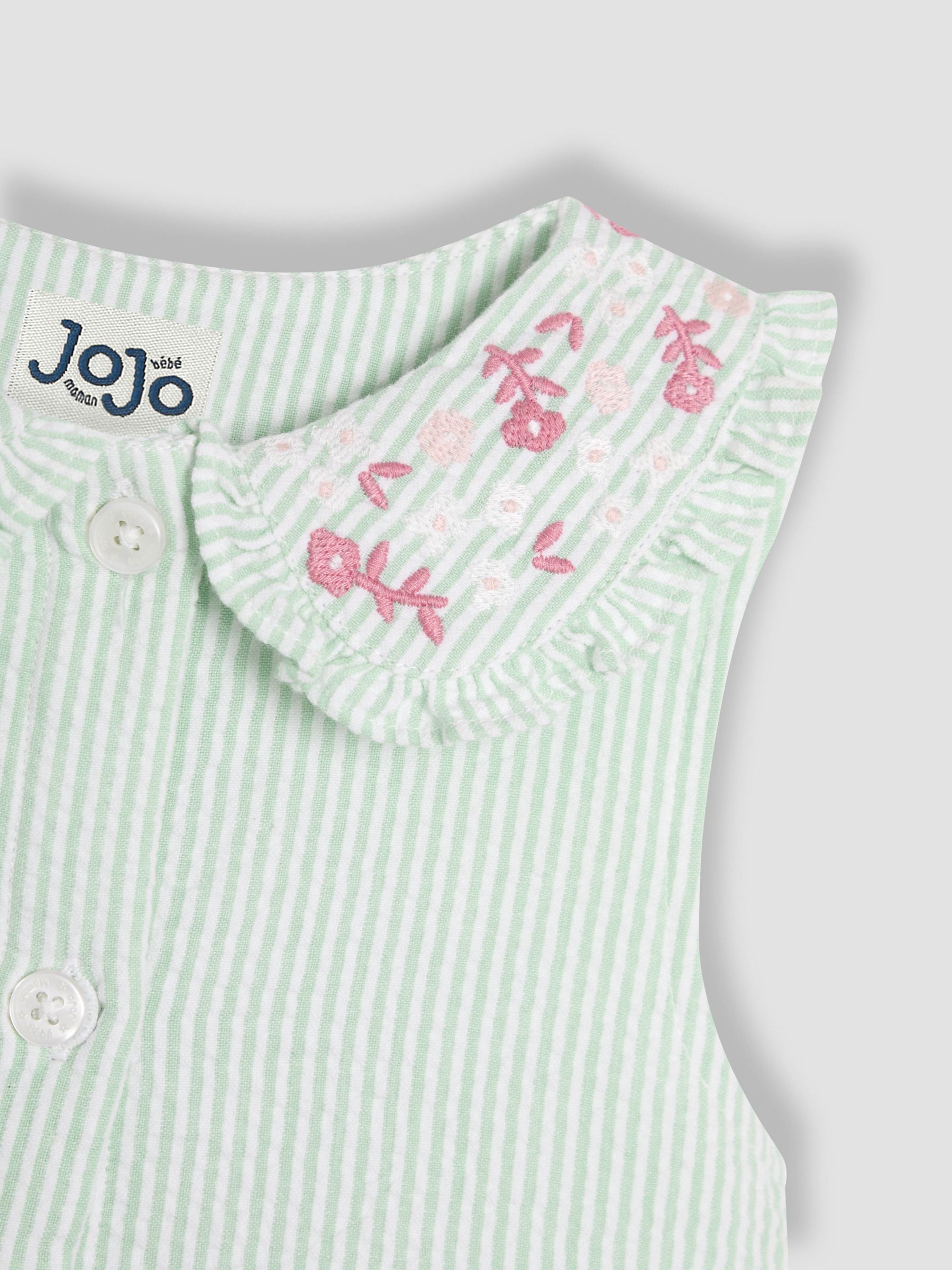 Green Floral Embroidered Collar Button Through Dress - Image 2 of 3
