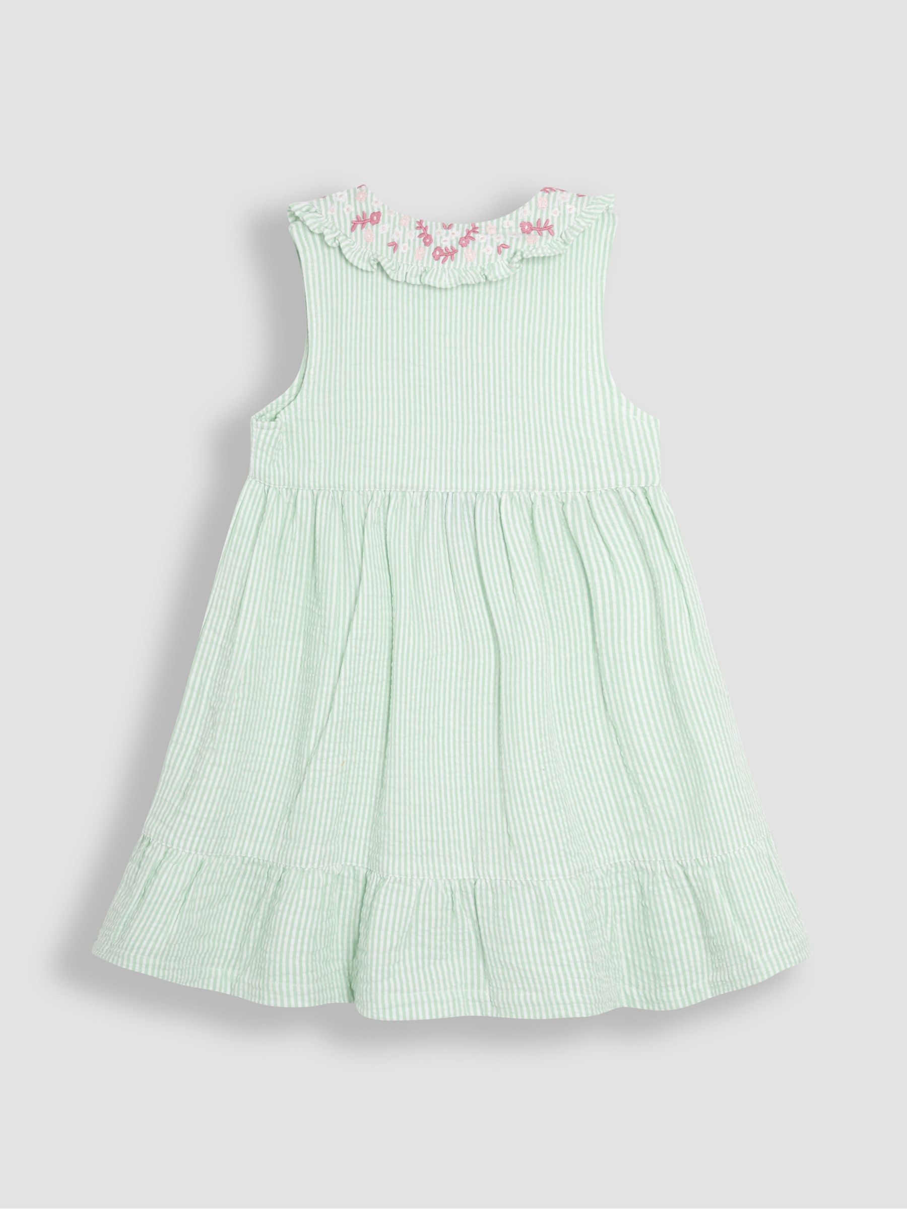 Green Floral Embroidered Collar Button Through Dress - Image 3 of 3