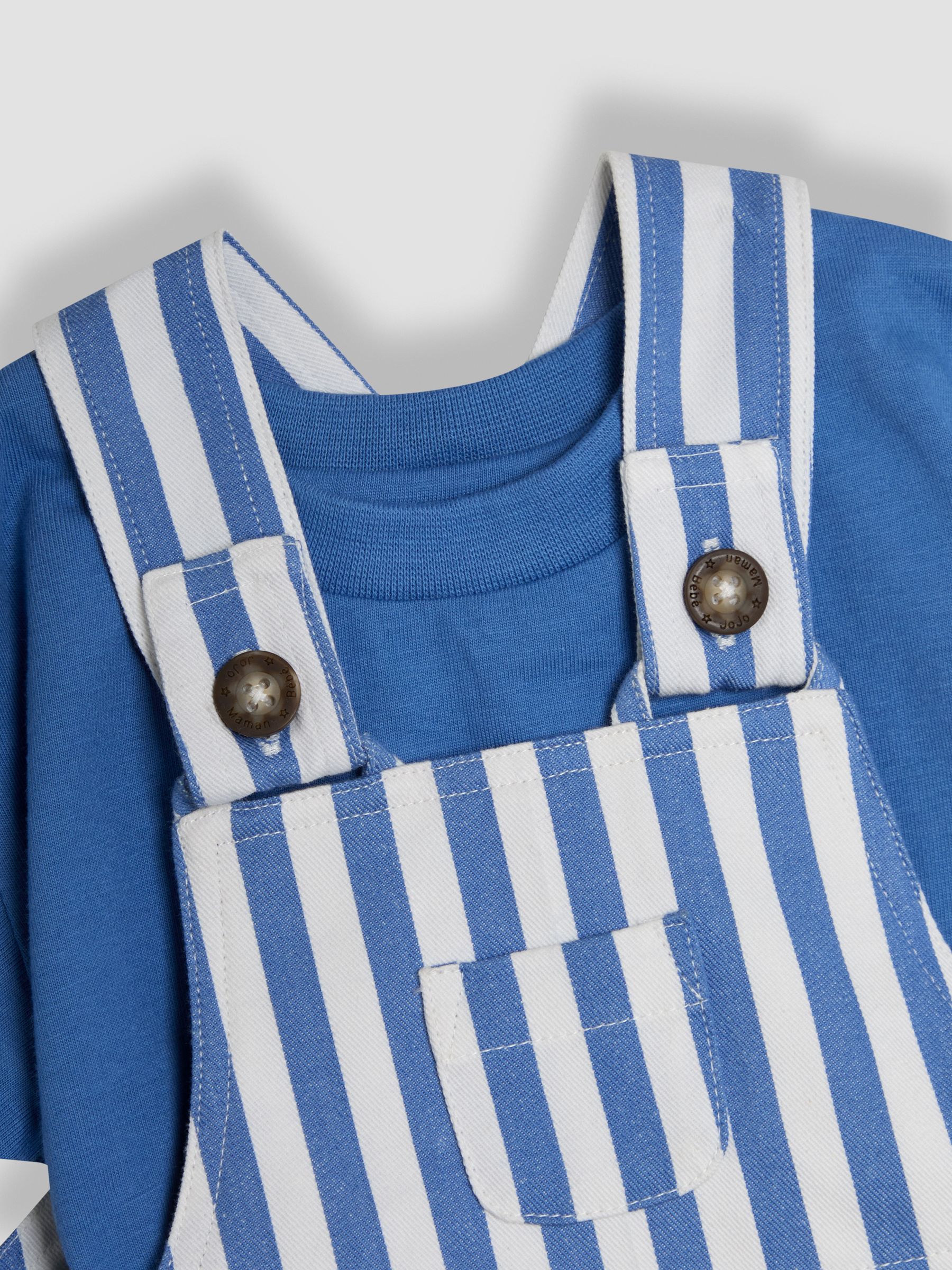Blue 2-Piece Stripe Dungarees & T-Shirt Set - Image 6 of 6