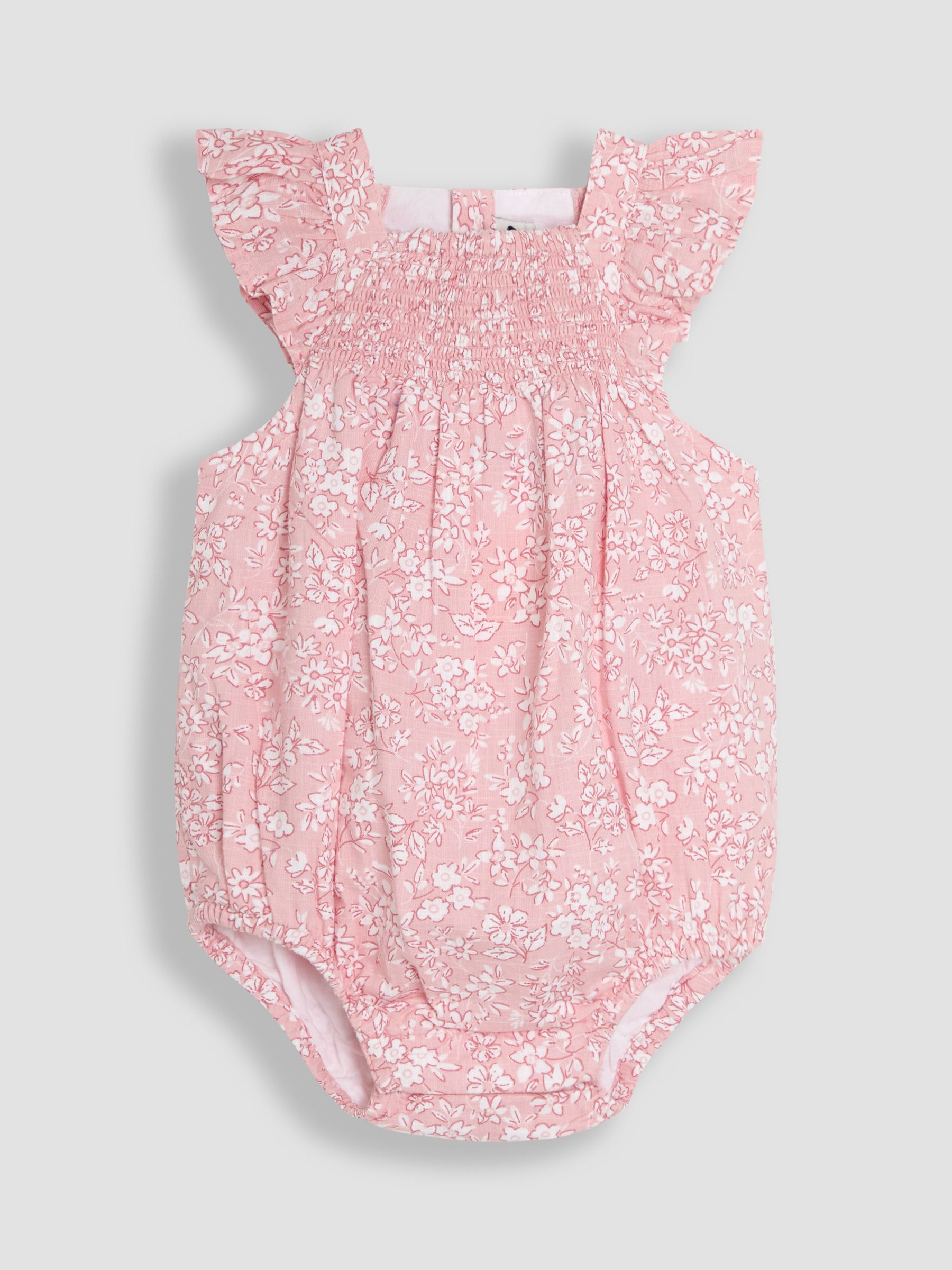 Pink Floral Smocked Bodice Romper & Headband - Image 2 of 5