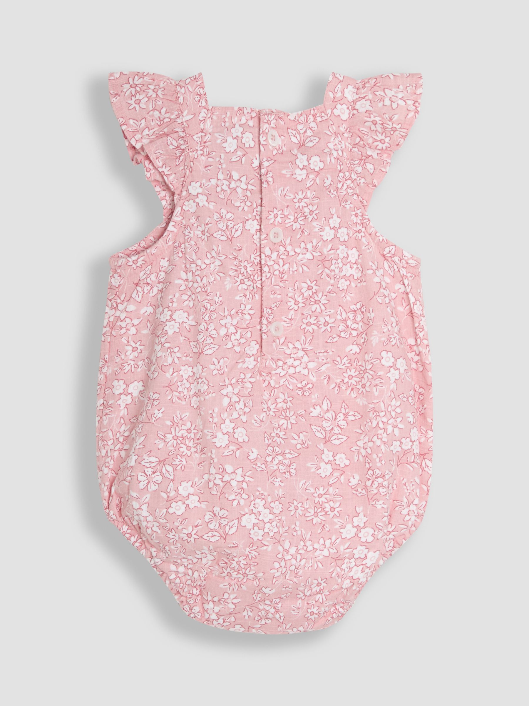 Pink Floral Smocked Bodice Romper & Headband - Image 3 of 5