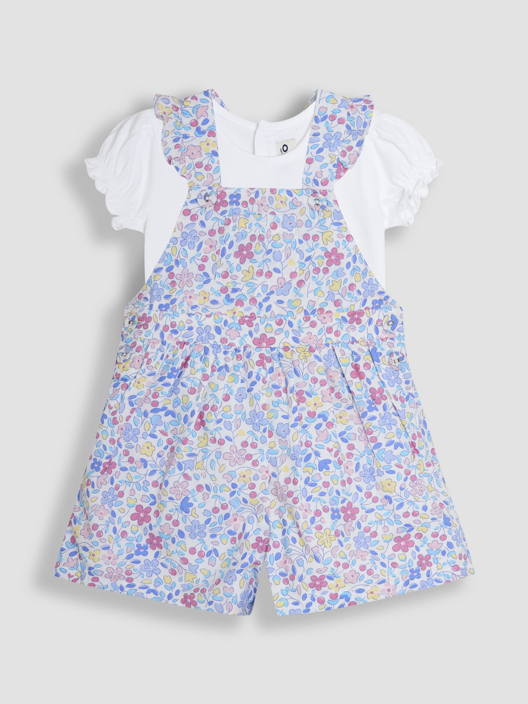 Blue Cherry Ditsy 100% Cotton Culottes & T-Shirt Set 2 Piece - Image 1 of 6