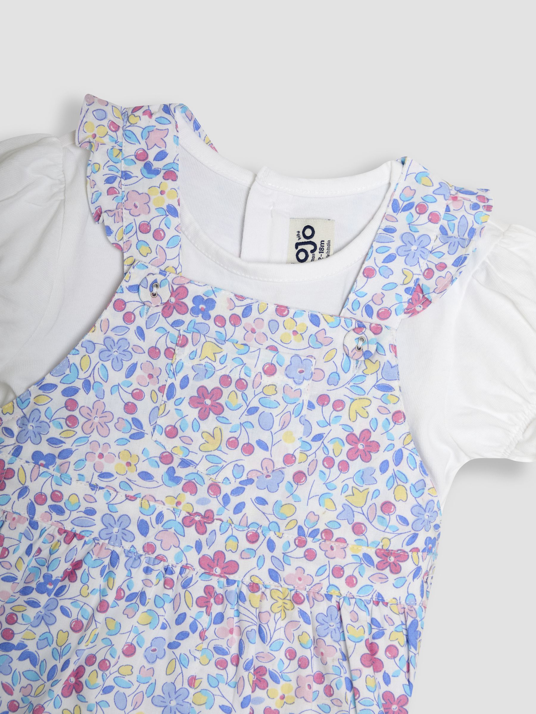 Blue Cherry Ditsy 100% Cotton Culottes & T-Shirt Set 2 Piece - Image 4 of 6