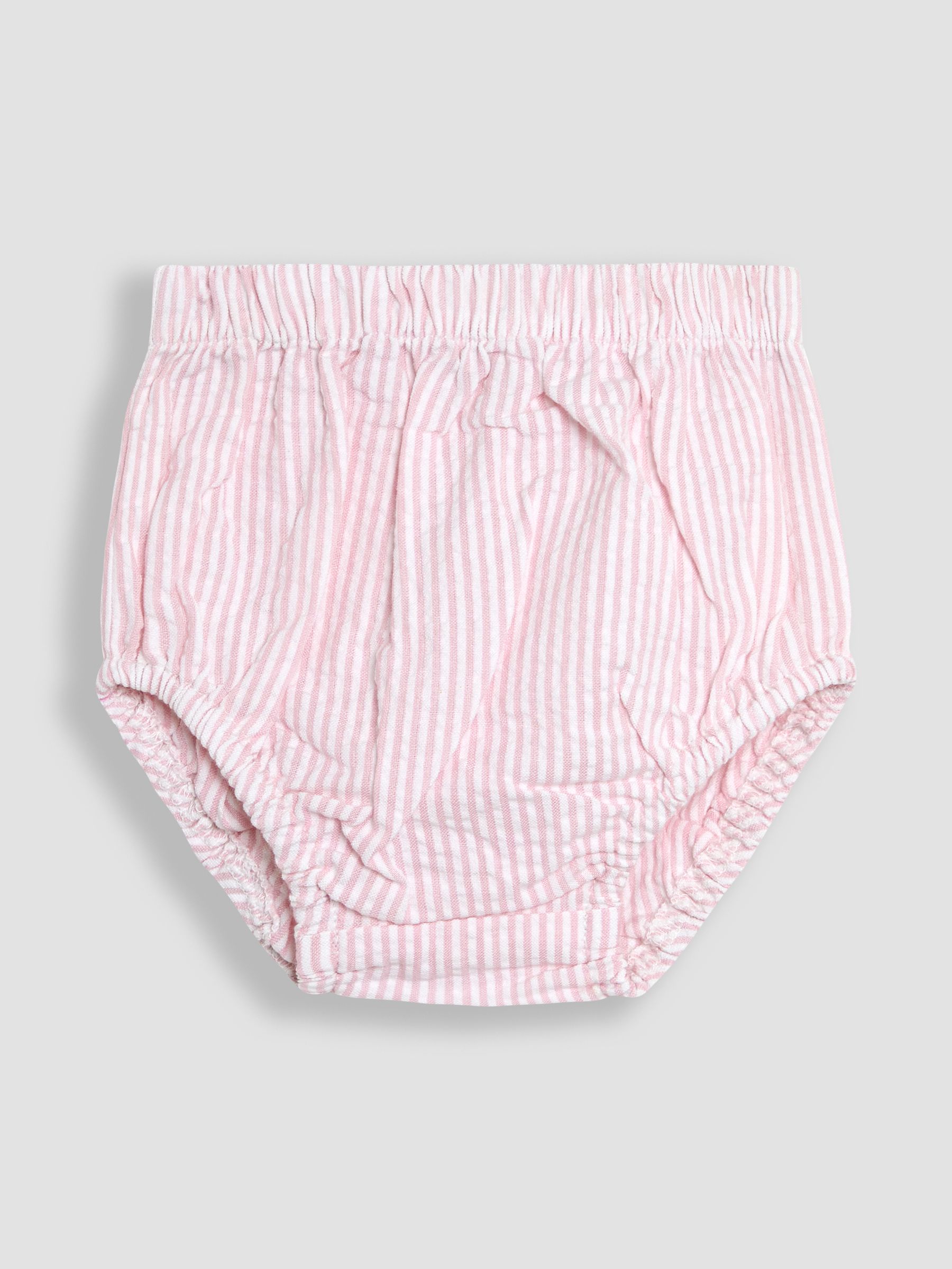Pink Bunny Embroidered 3-Piece Frill Shoulder Baby Dress, Knicker & Hat Set - Image 7 of 8