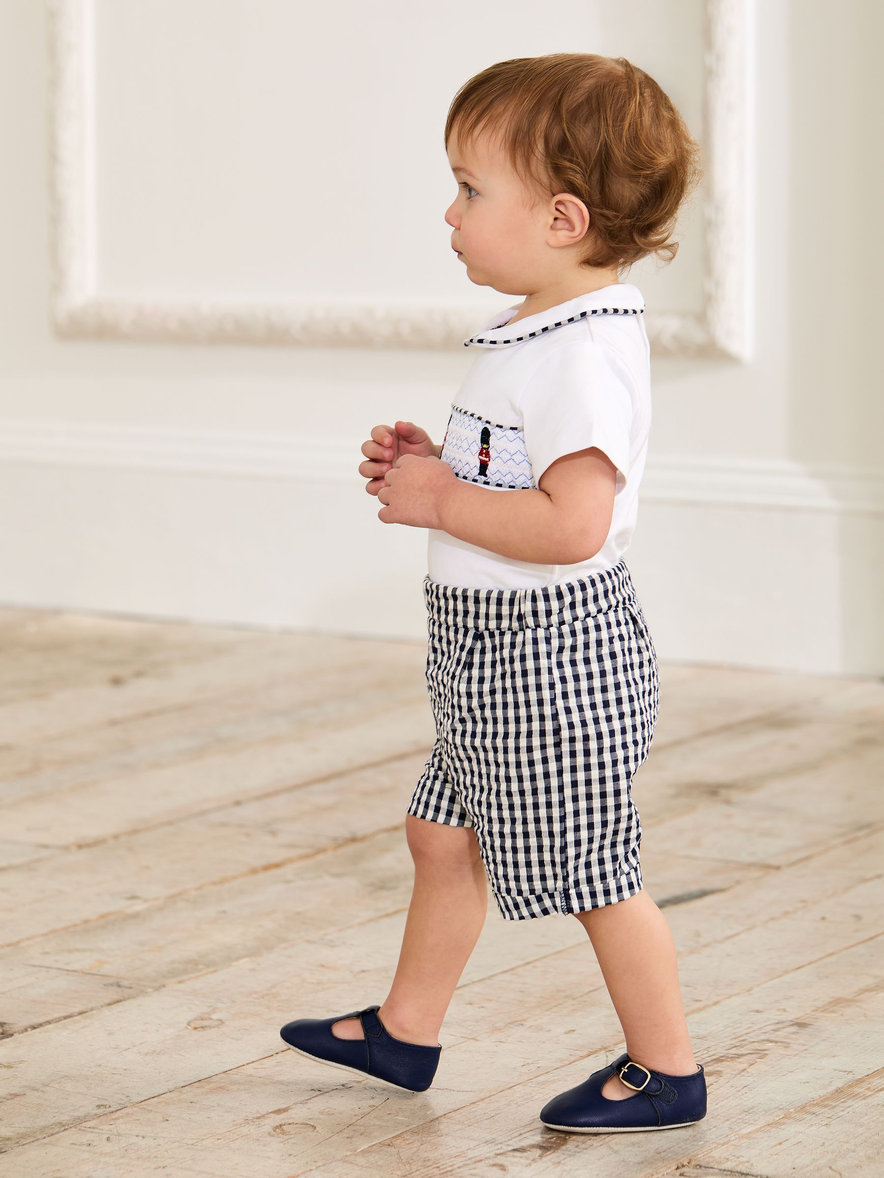 Navy 2-Piece Smocked Embroidered Body & Shorts Set - Image 2 of 10