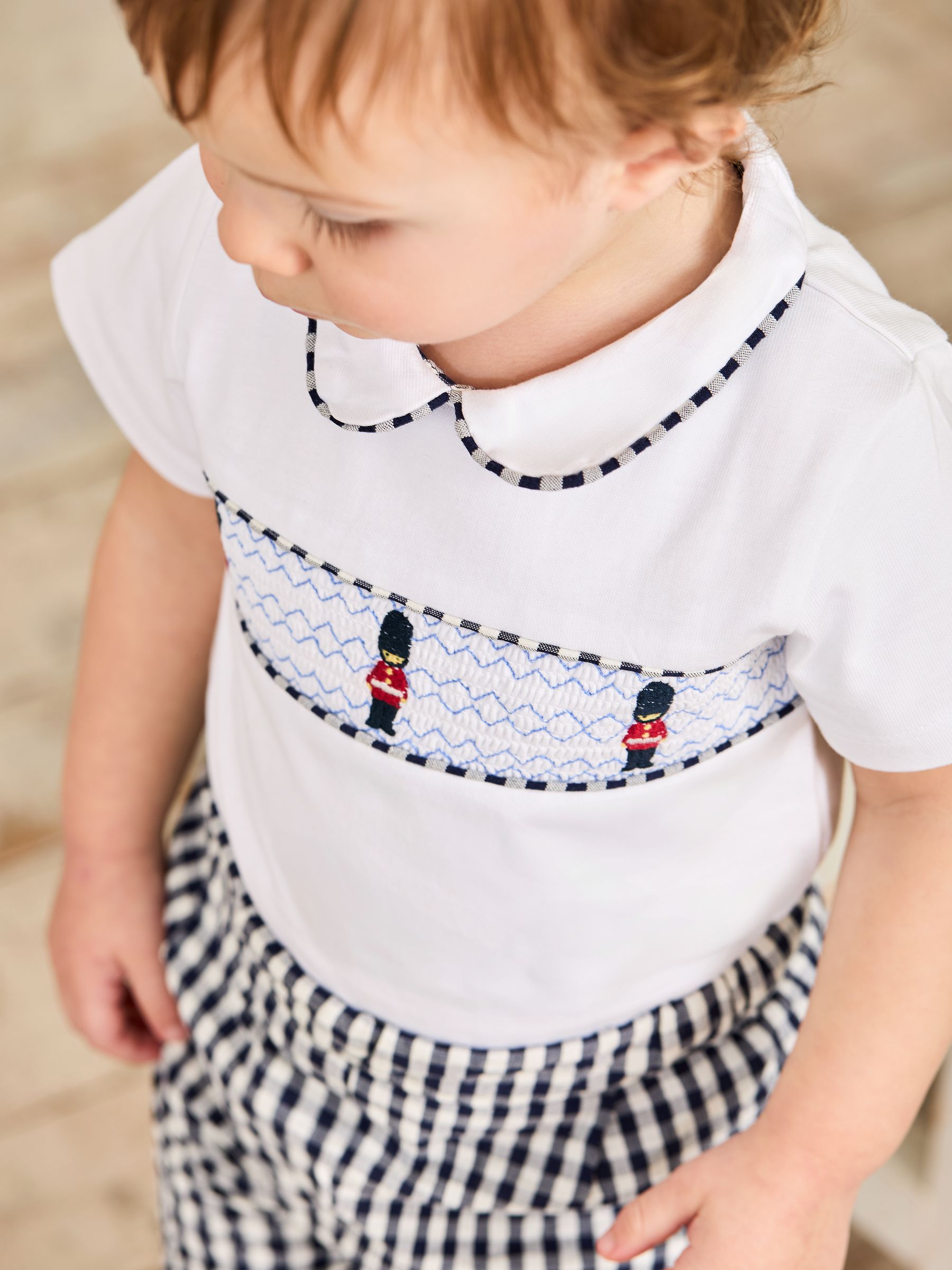 Navy 2-Piece Smocked Embroidered Body & Shorts Set - Image 3 of 10
