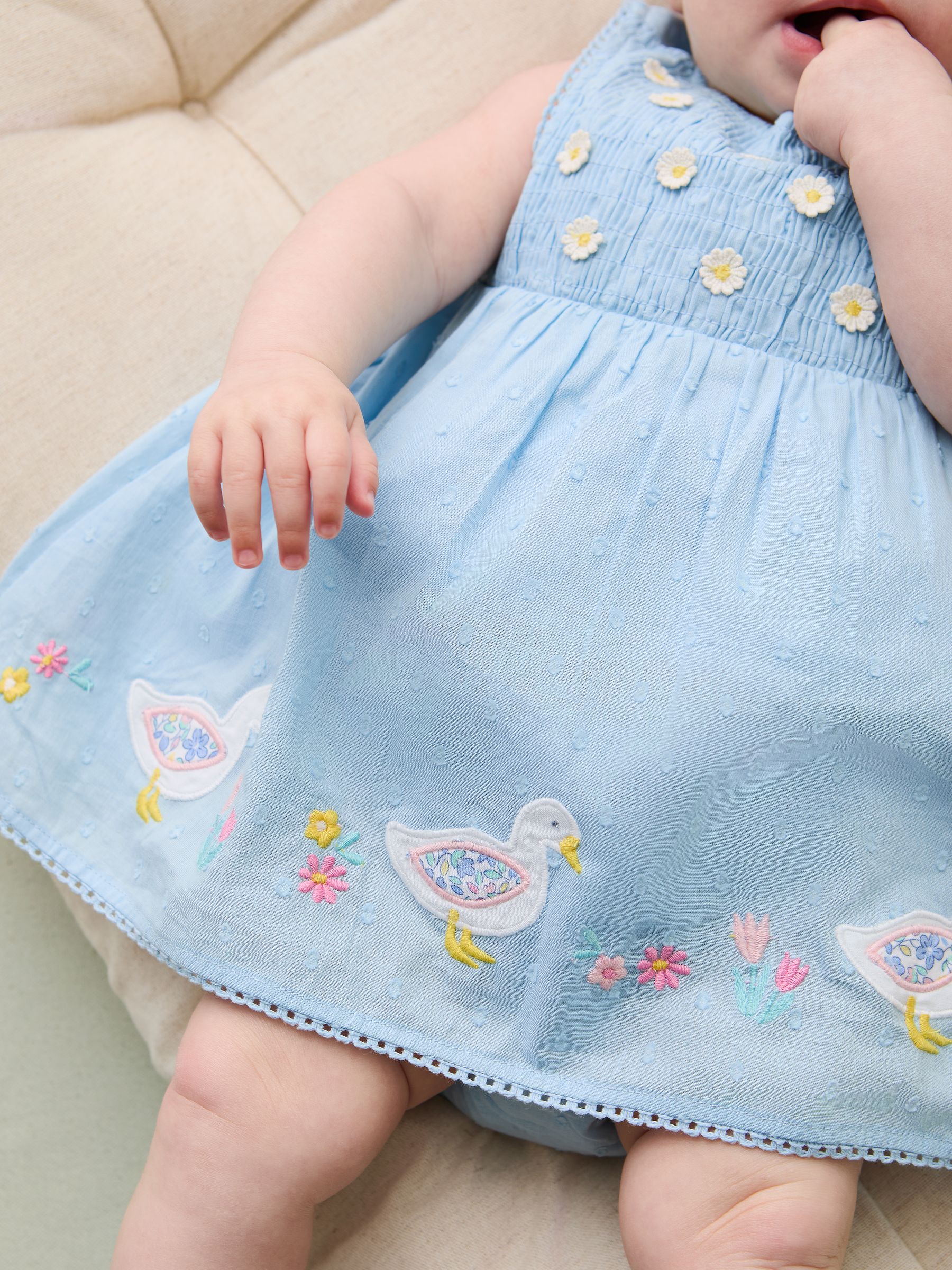 Blue Duck Floral Baby Appliqué 100% Cotton Dress - Image 2 of 6