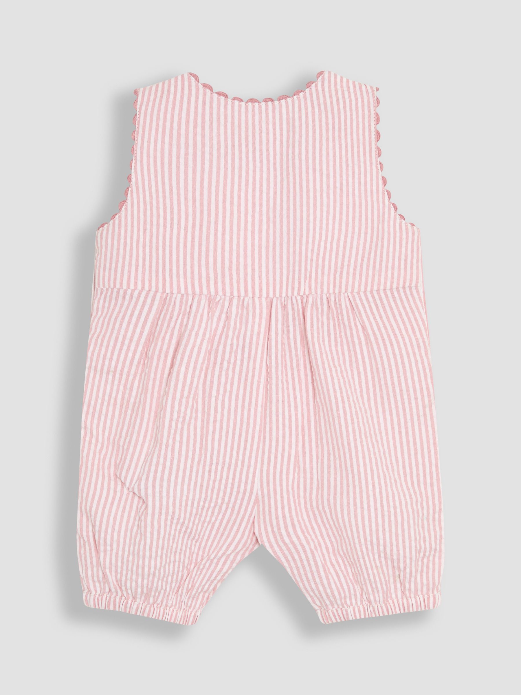 Pink Smocked Stripe Bunny Appliqué Pocket 100% Cotton Dungarees - Image 2 of 3