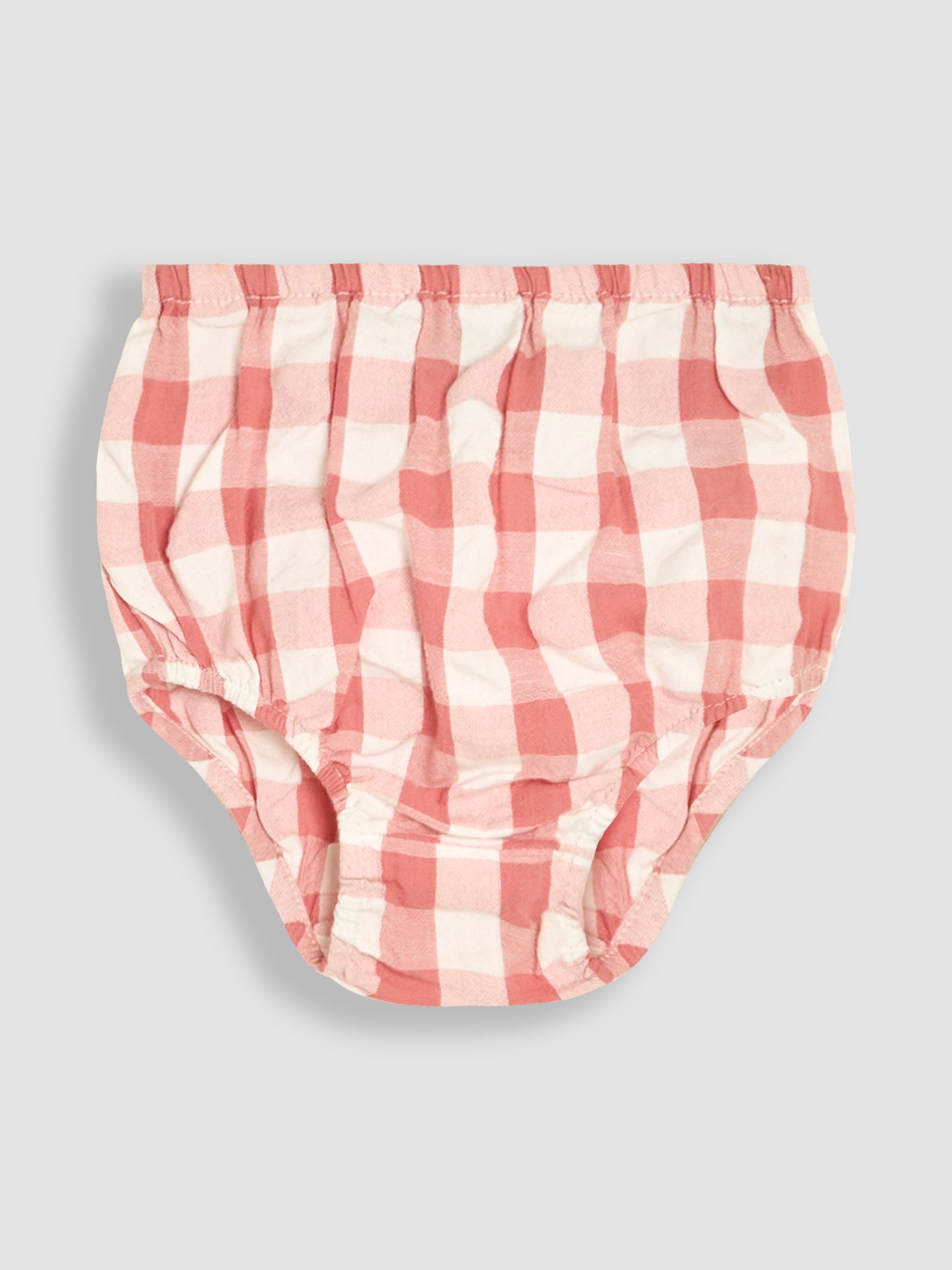 Pink Gingham Mouse Embroidered 3-Piece Scallop Baby Dress, Knicker & Hat Set - Image 4 of 6