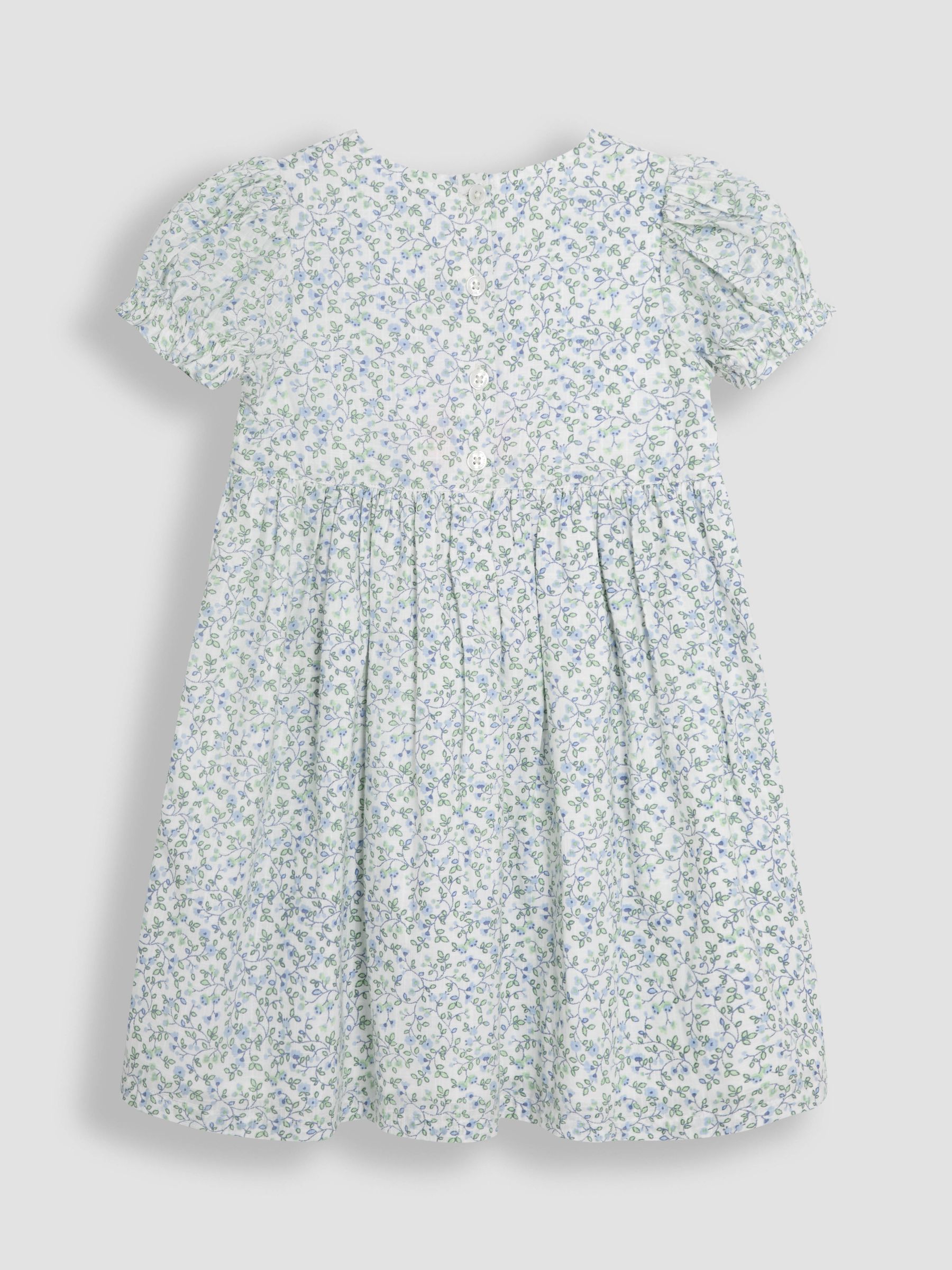 Blue Ditsy Floral Print Puff Sleeve Dress - Image 3 of 3