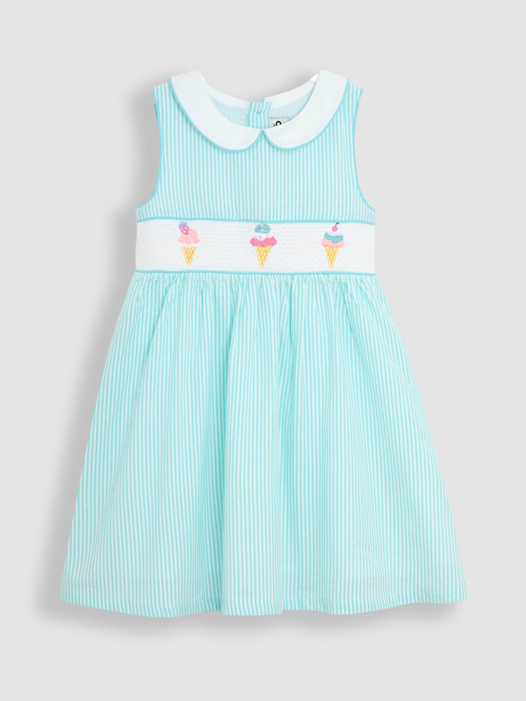Blue Ice Cream Seersucker Stripe Smocked Dress - Image 1 of 3