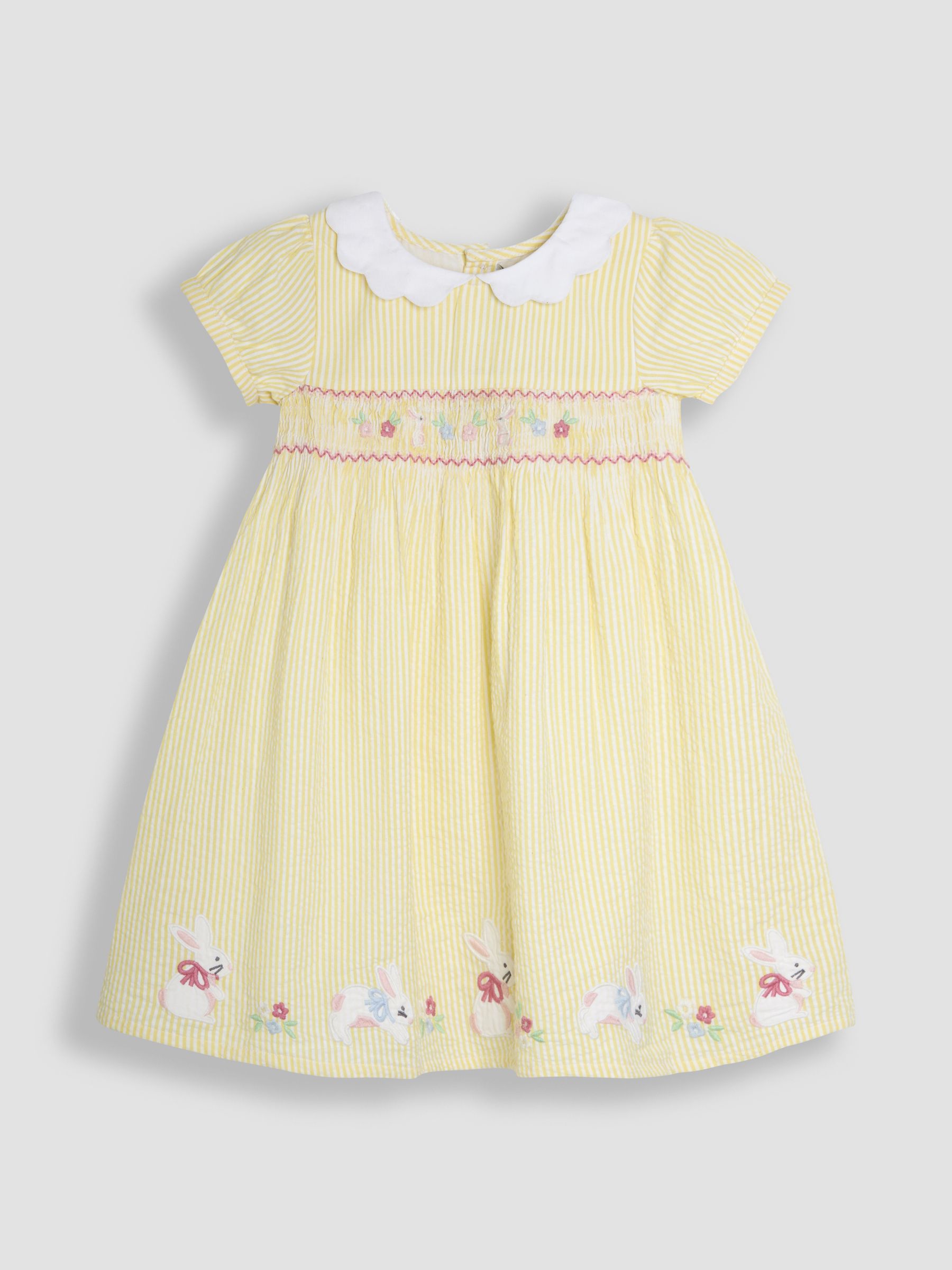 Yellow Bunny Seersucker Appliqué Smocked Dress - Image 2 of 5