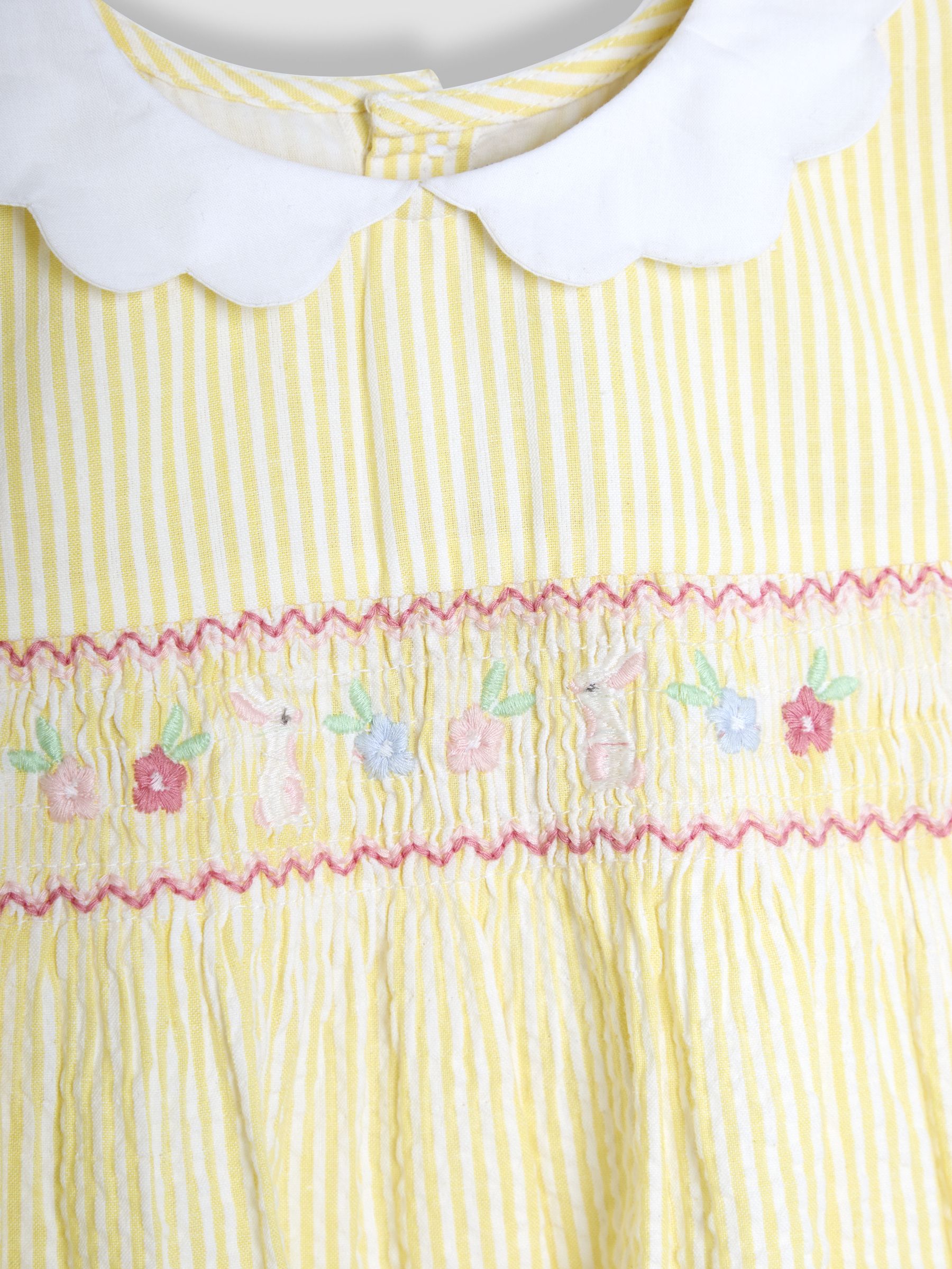 Yellow Bunny Seersucker Appliqué Smocked Dress - Image 3 of 5