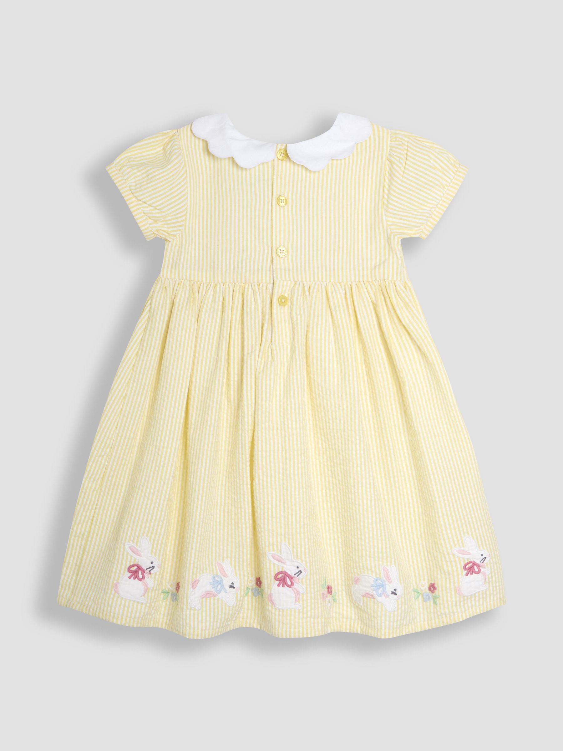 Yellow Bunny Seersucker Appliqué Smocked Dress - Image 4 of 5