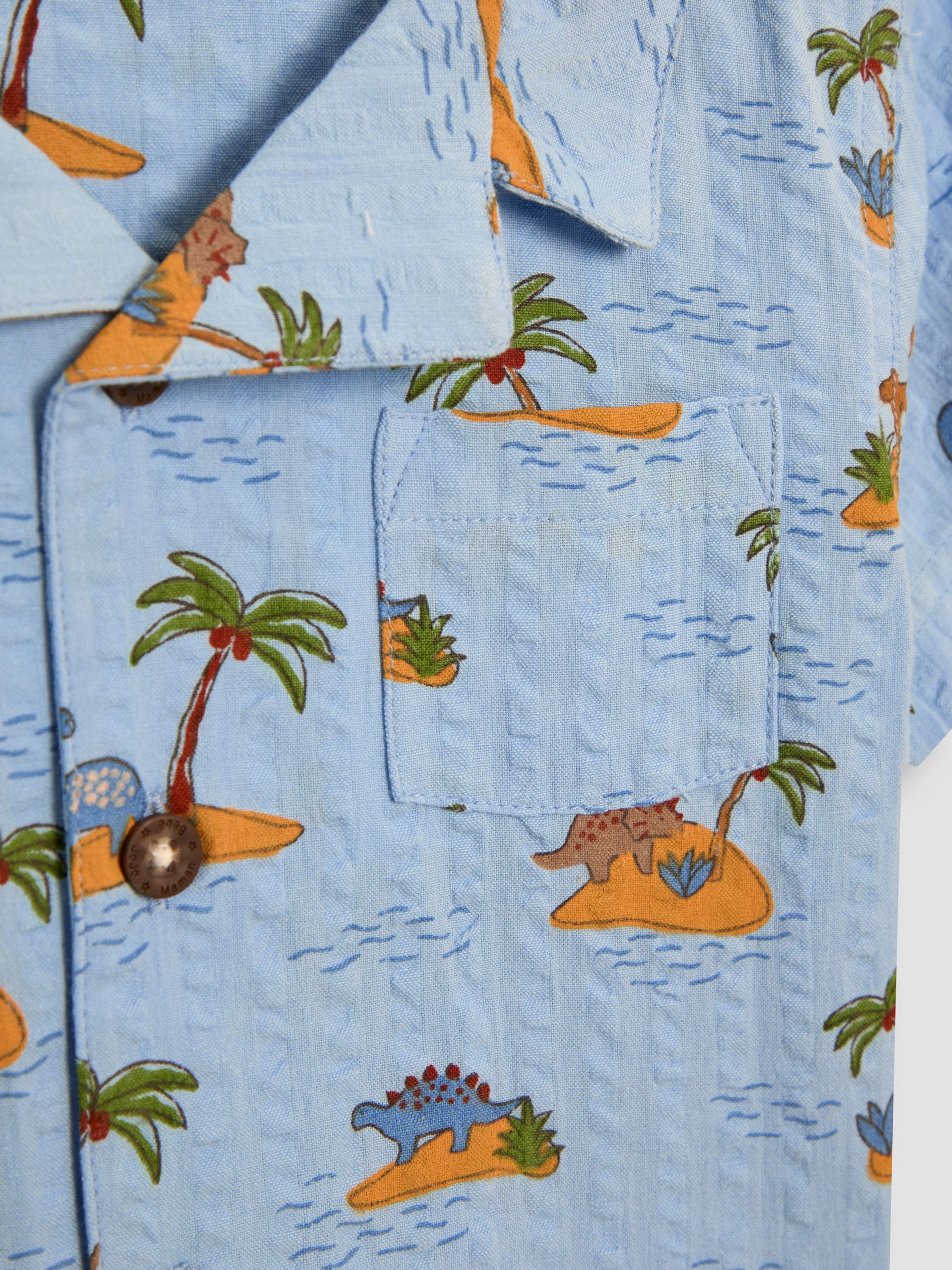 Blue Dino Island 2-Piece Printed Shirt & Shorts Set - Image 6 of 6