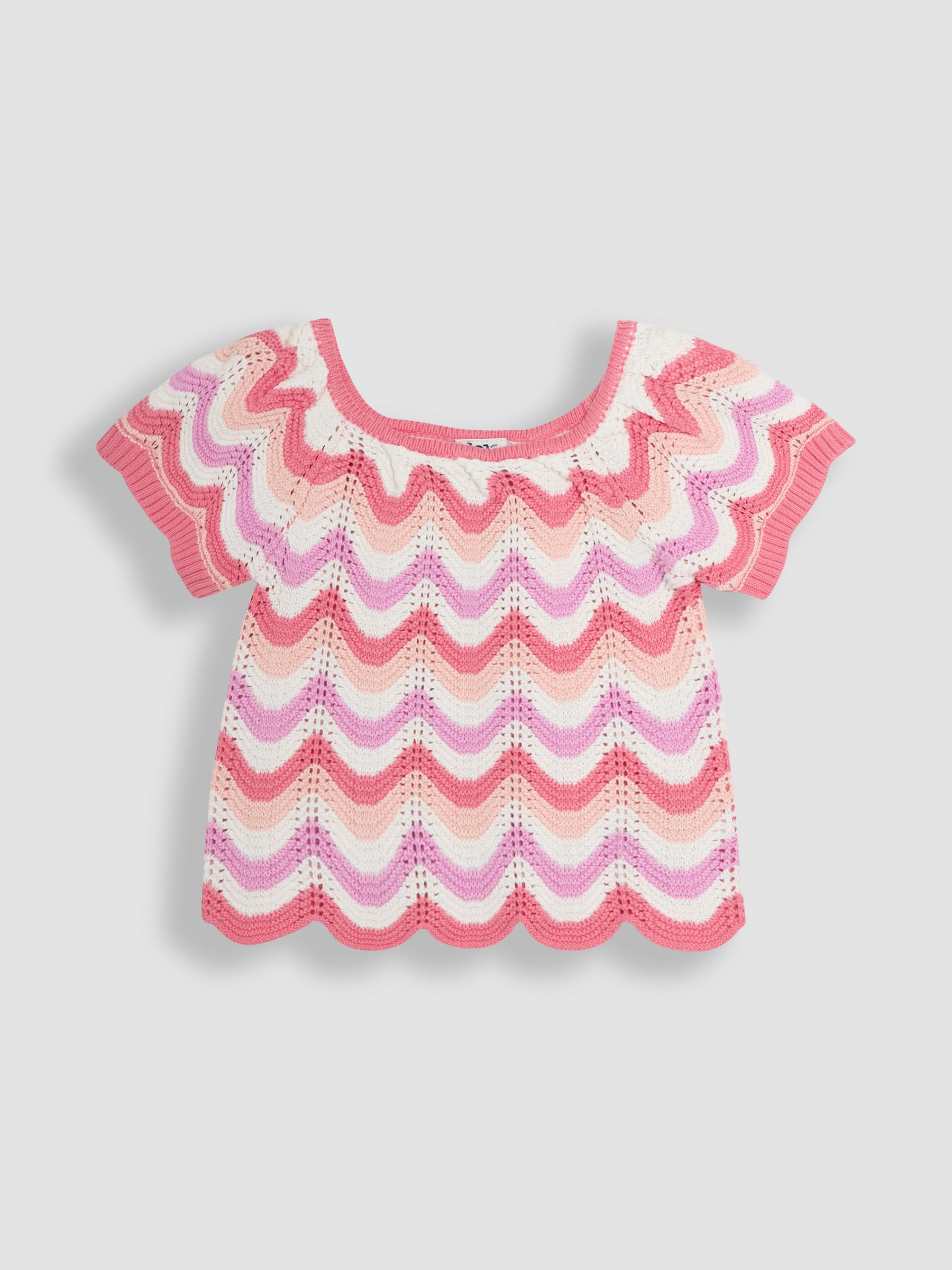 Pink 100% Cotton 2-Piece Chevron Crochet Top & Shorts Set - Image 2 of 4