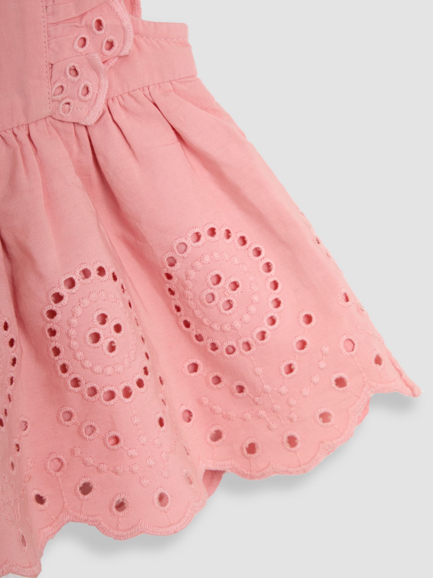 Pink Broderie Ruffle Sleeve Dress 100% Cotton Bloomers and Headband Set 3 Piece - Image 6 of 6