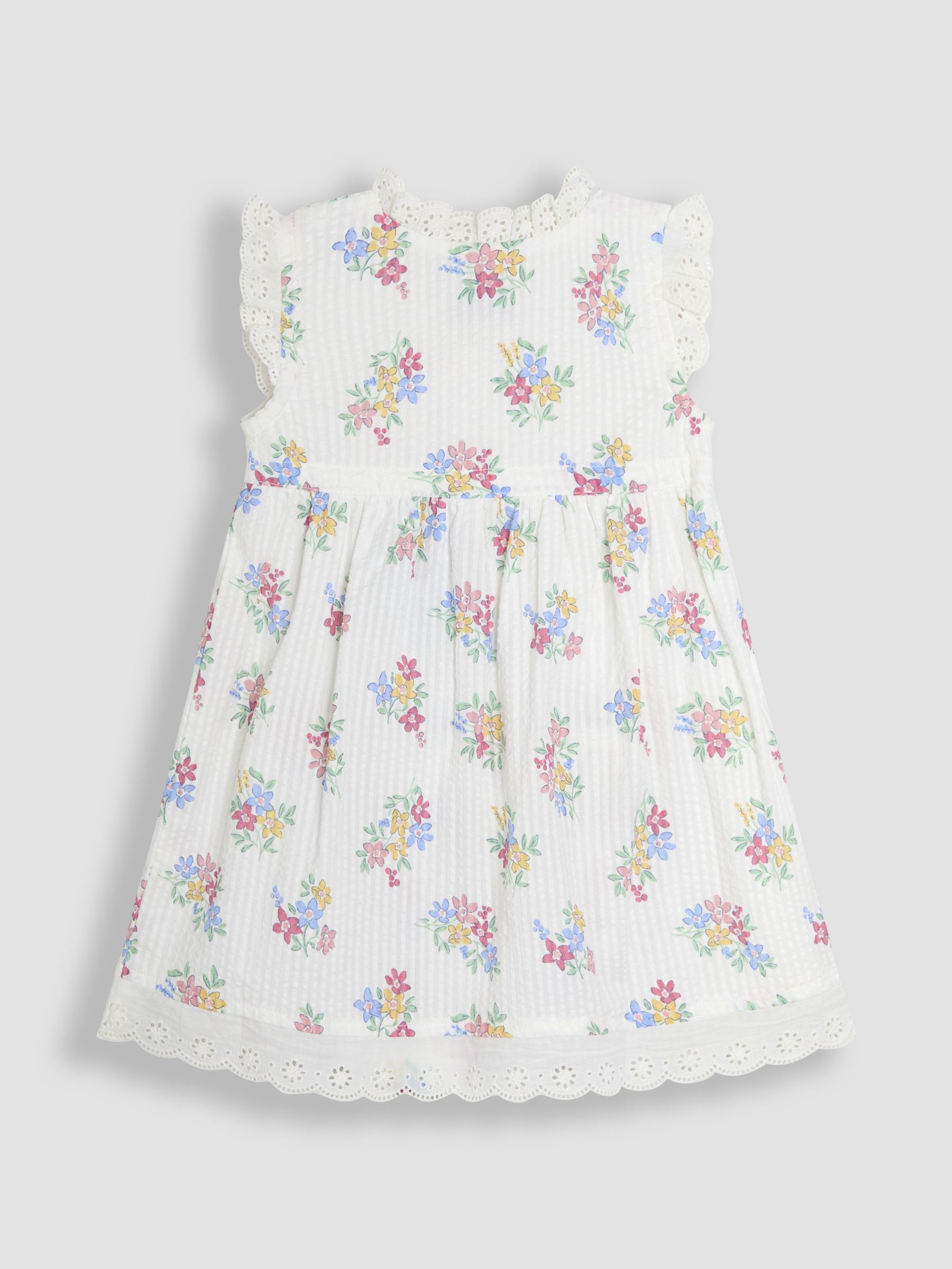White Floral Baby Broderie Trim Wrap 100% Cotton Dress - Image 3 of 5