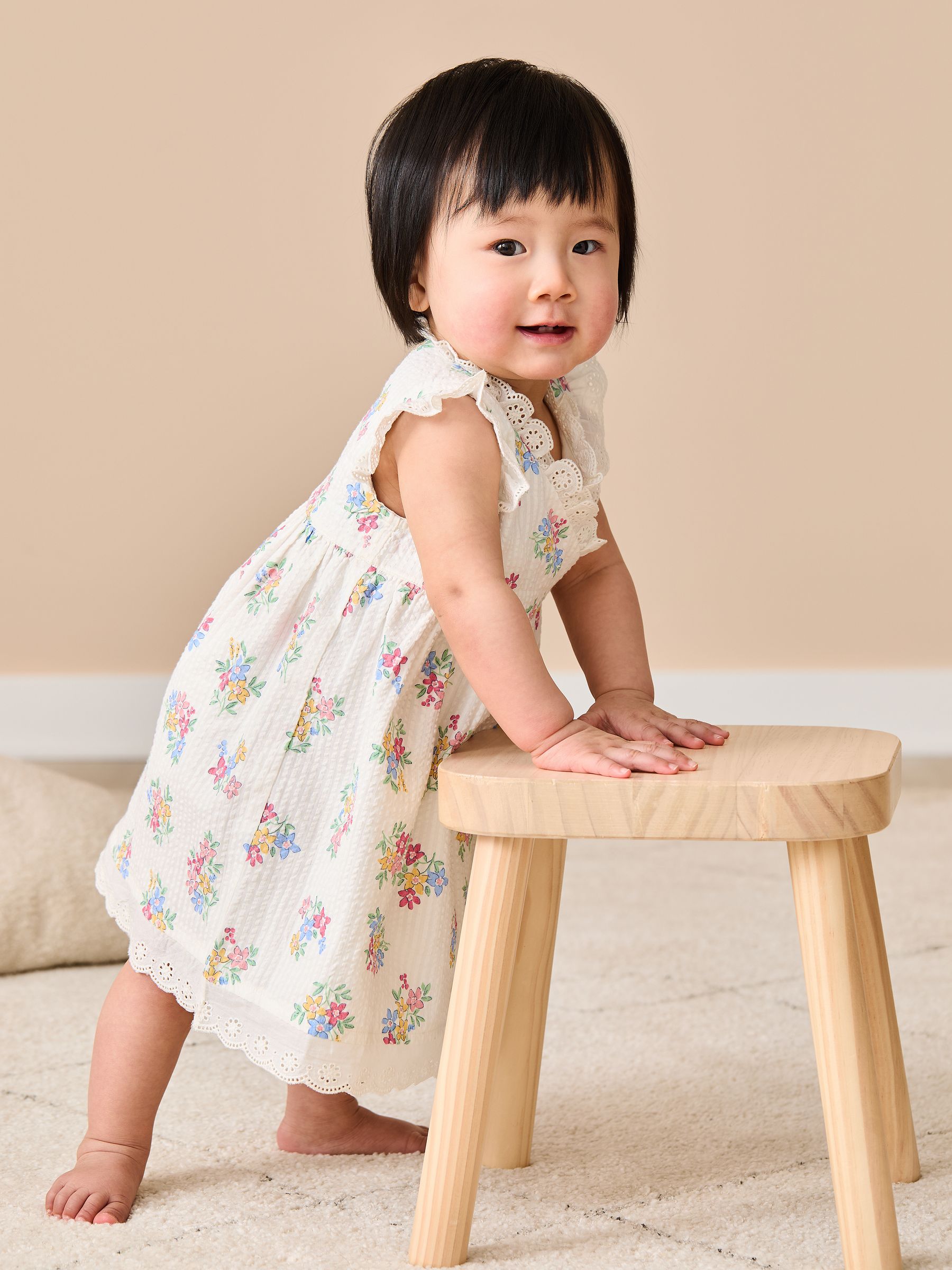 White Floral Baby Broderie Trim Wrap Dress - Image 8 of 10
