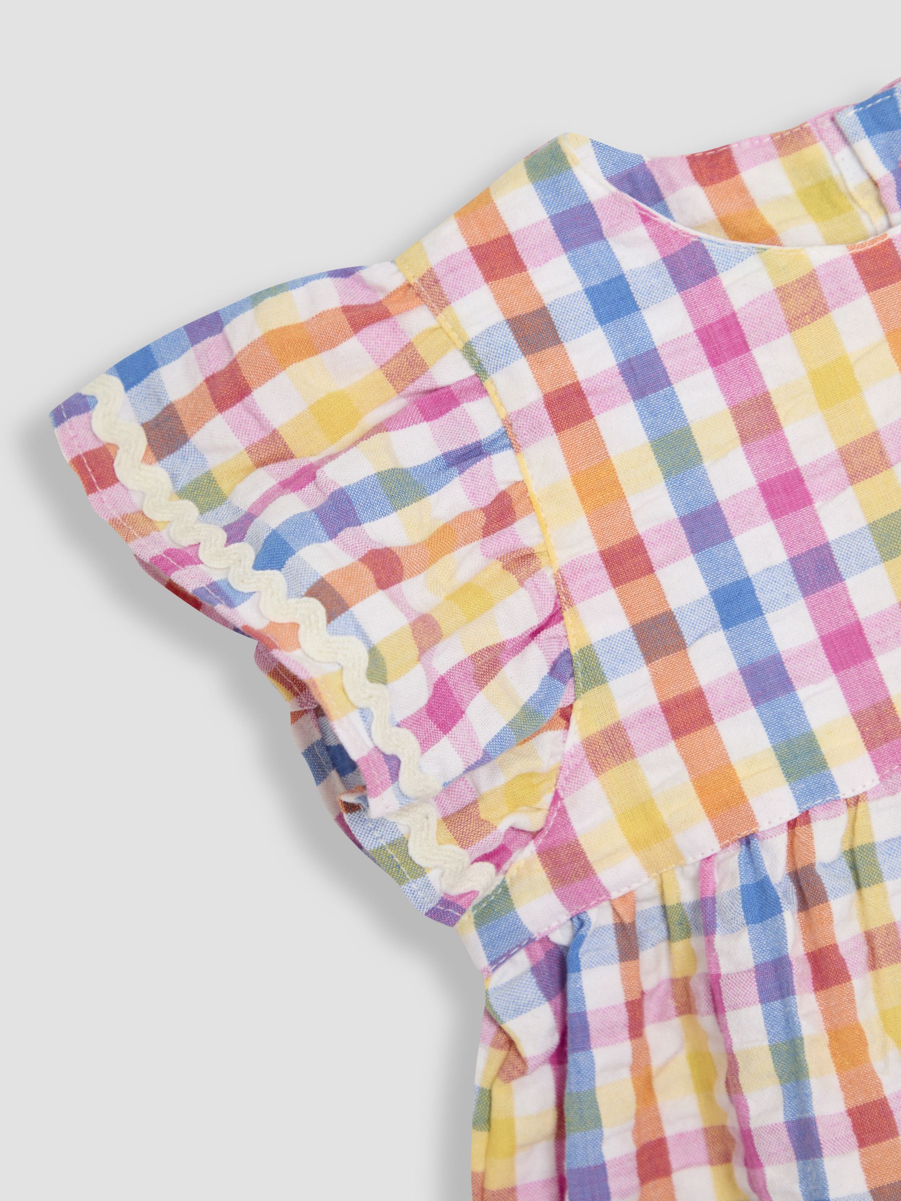 Rainbow 2-Piece Gingham Angel Sleeve Blouse & Shorts Set - Image 6 of 6