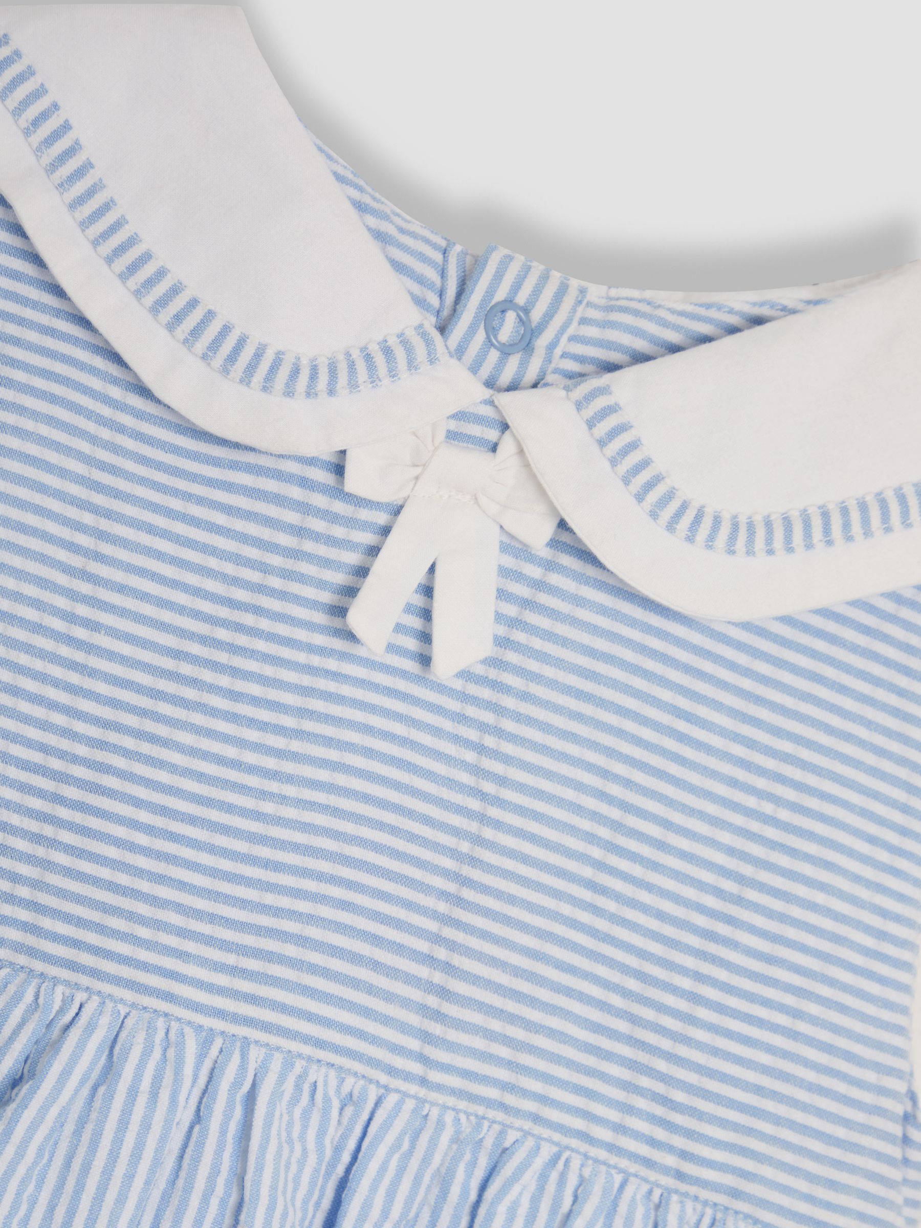 Blue Nautical Embroidered Seersucker Sailor Baby Dress - Image 5 of 6