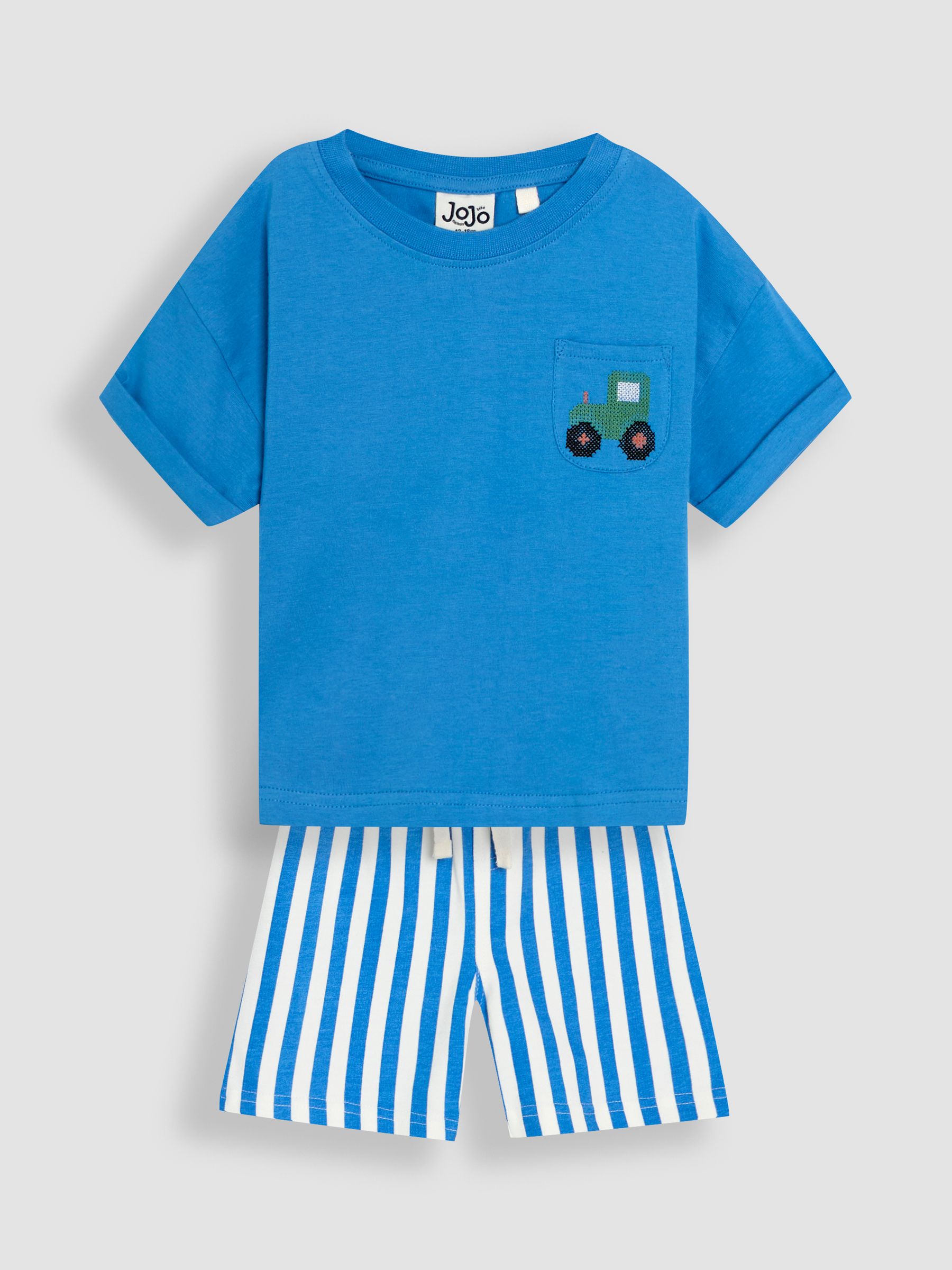 Stone 100% Cotton T-Shirt and Stripe Shorts Set 2 Piece - Image 1 of 6