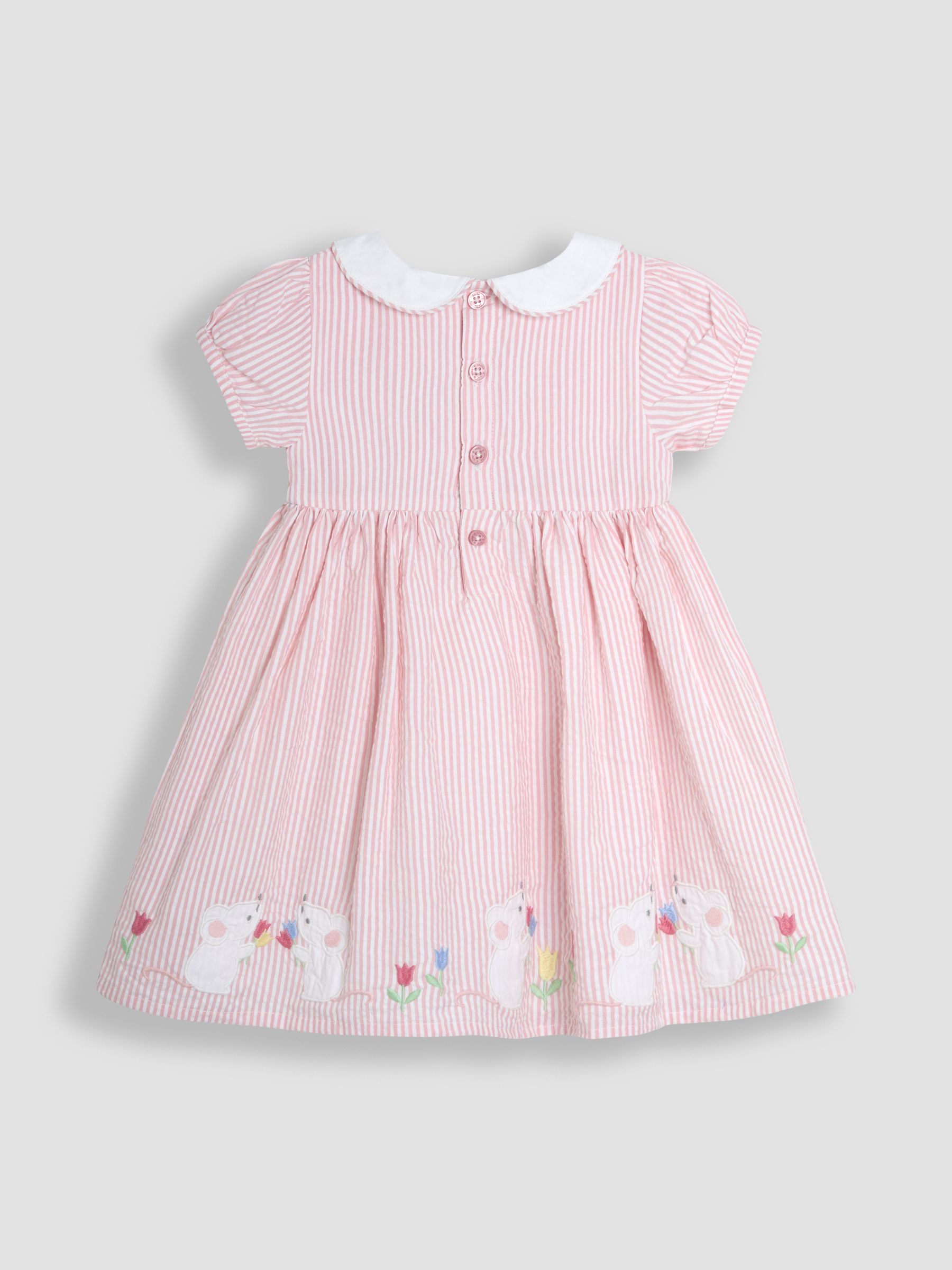Pink Mouse Seersucker Appliqué Smocked Dress - Image 3 of 5
