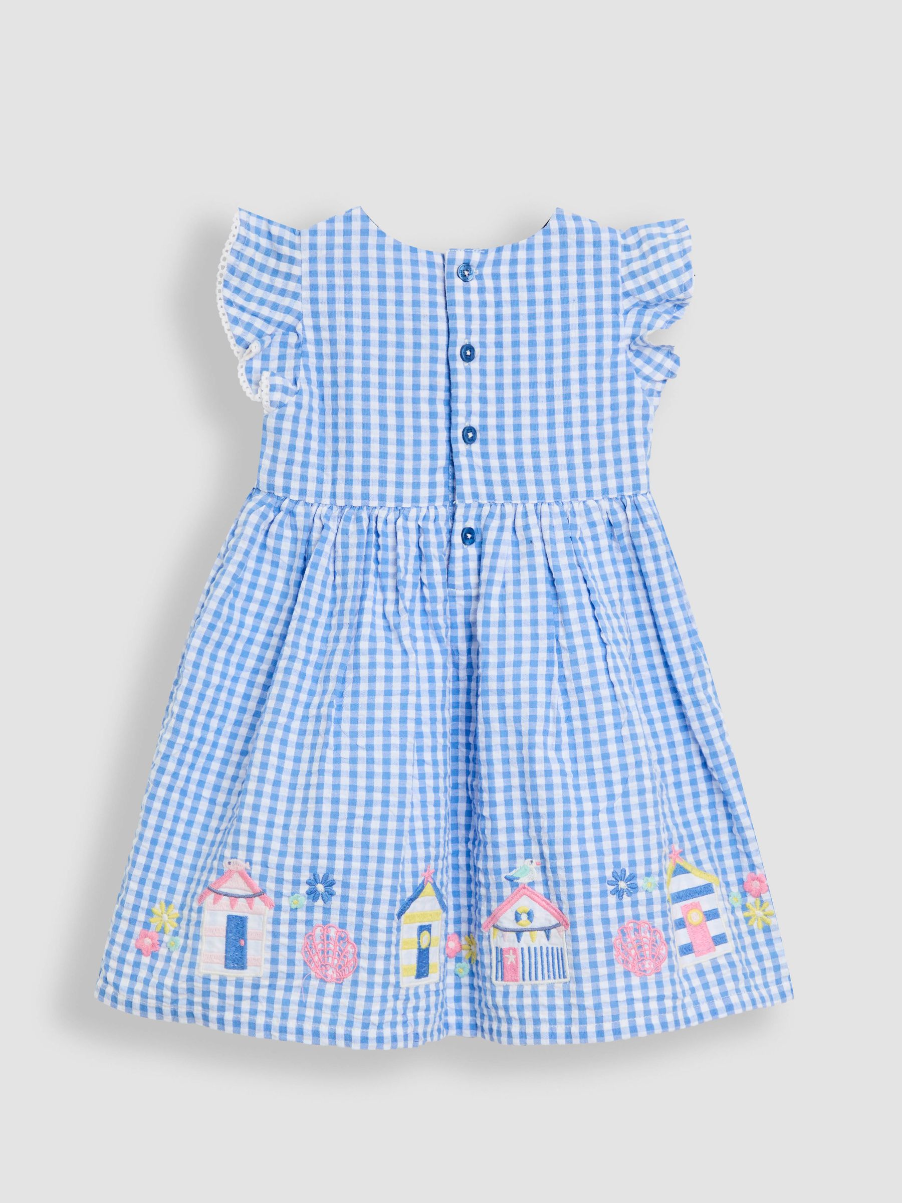 Blue Beach Huts Appliqué Gingham Summer Dress - Image 2 of 3
