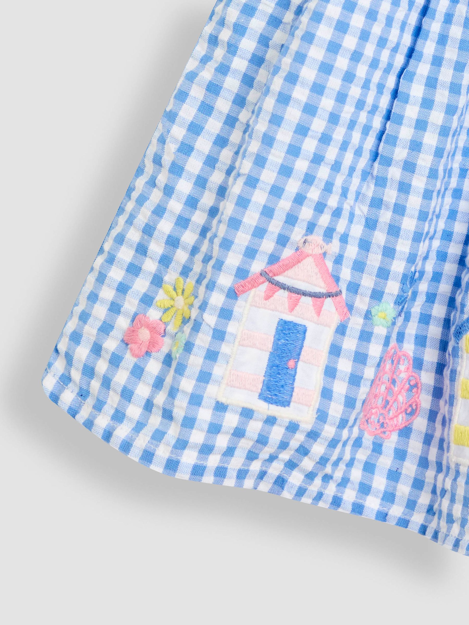 Blue Beach Huts Appliqué Gingham Summer Dress - Image 3 of 3