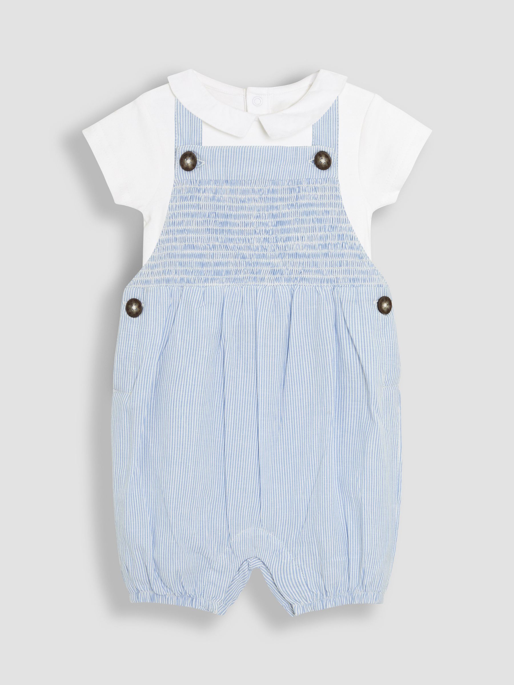 Blue 2-Piece Smocked Dungarees & Body Set - Image 1 of 8