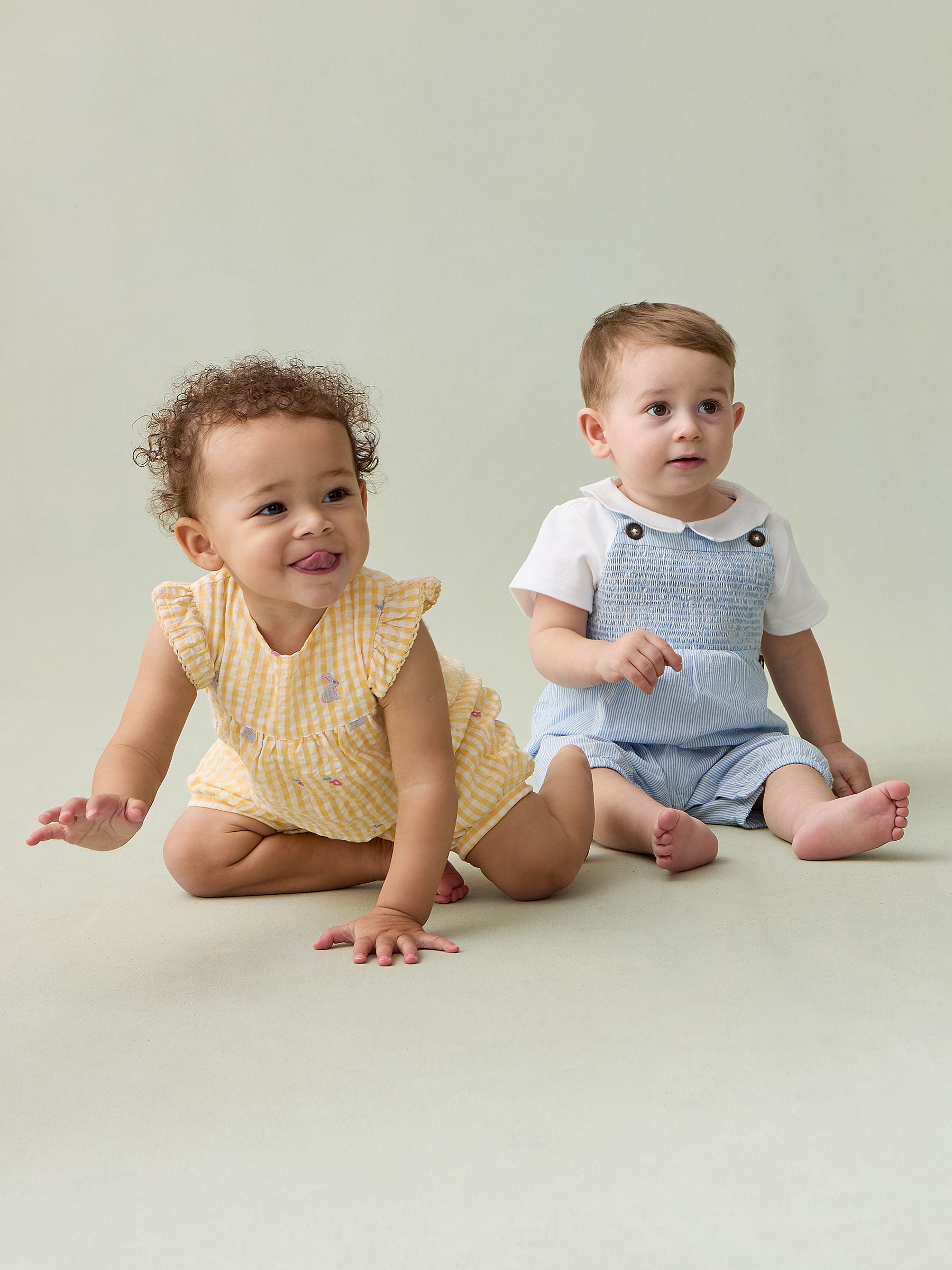 Blue 2-Piece Smocked Dungarees & Body Set - Image 8 of 8