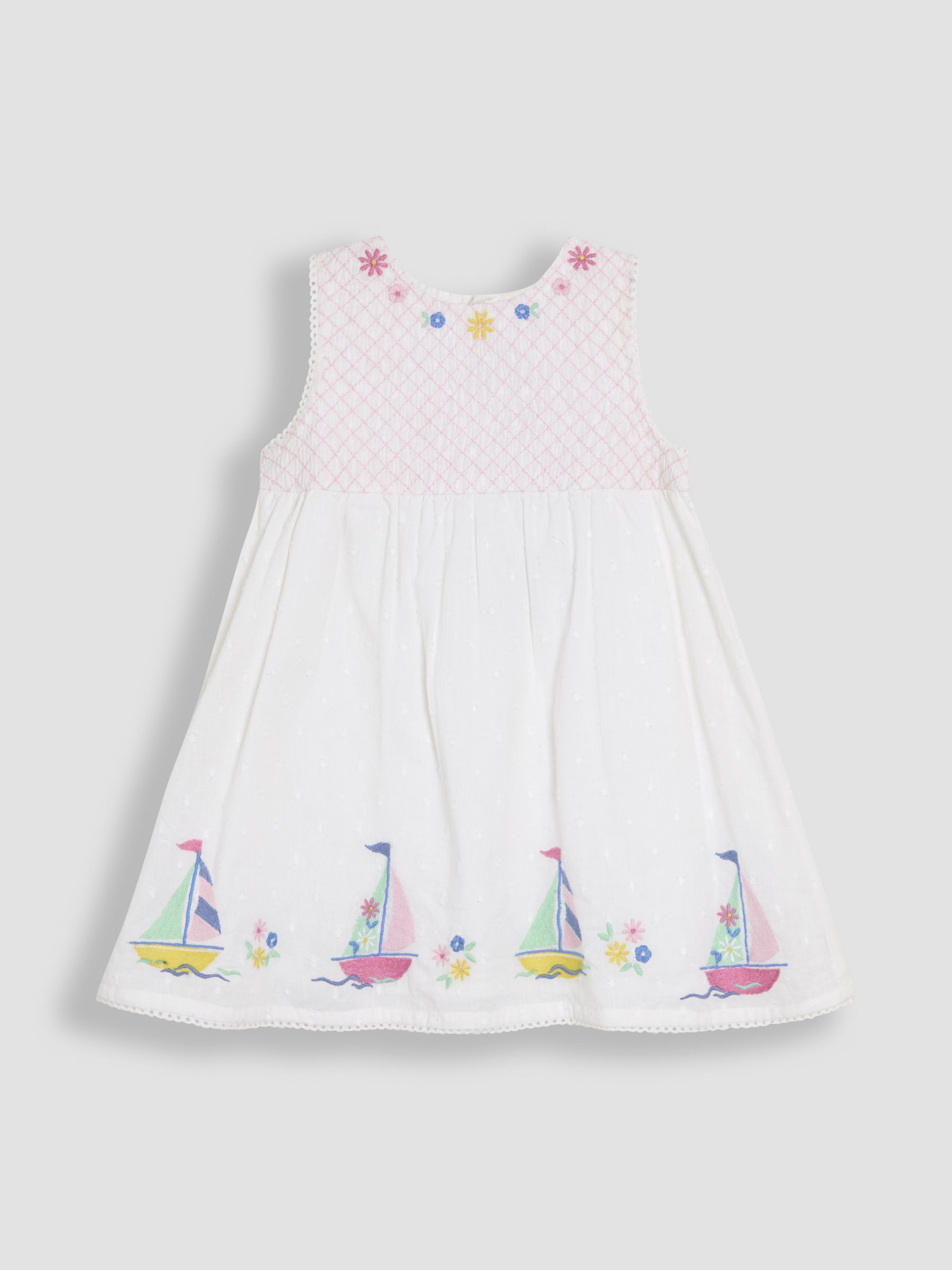 White Boat Baby Appliqué 100% Cotton Dress - Image 2 of 5