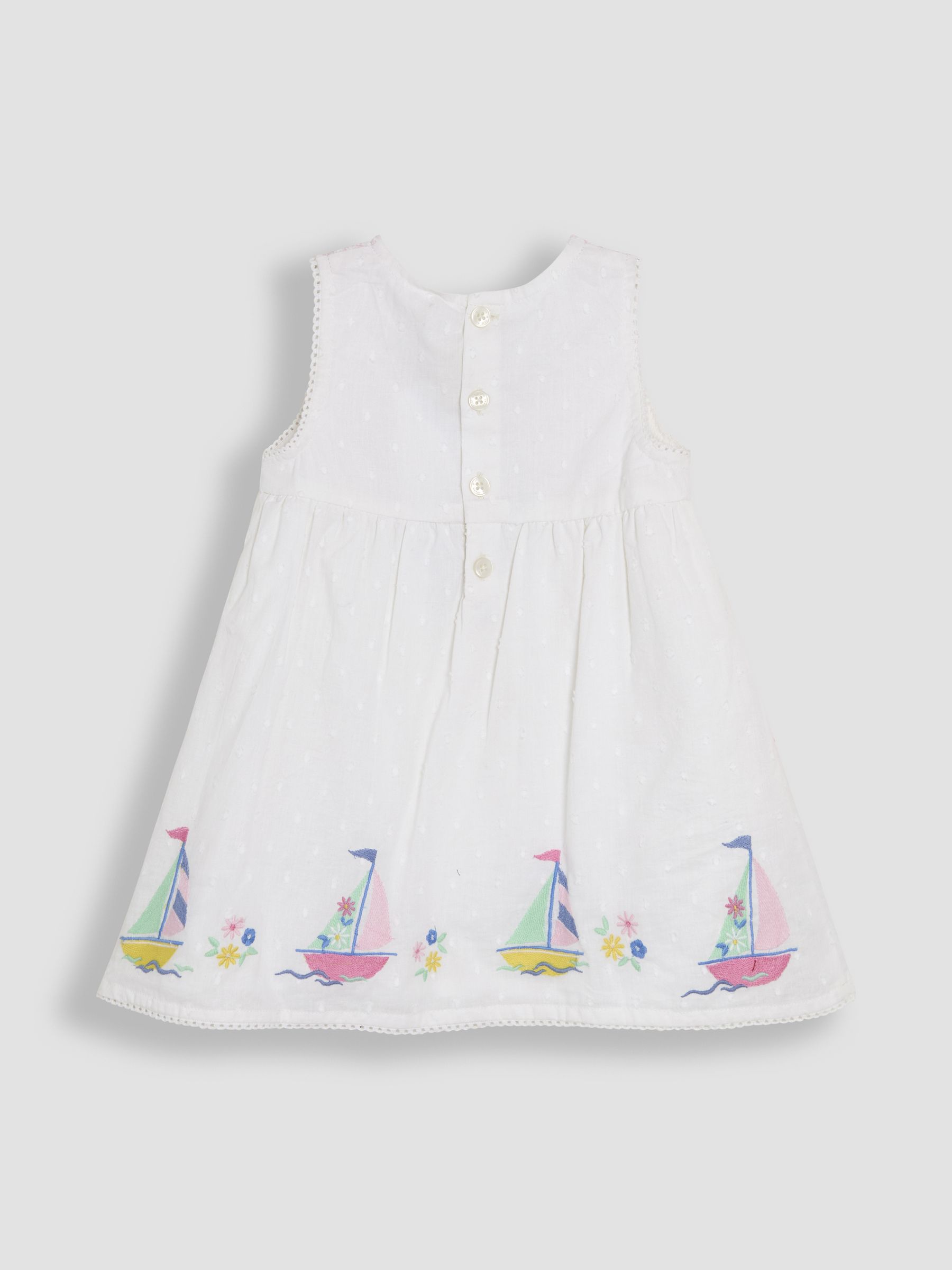 White Boat Baby Appliqué 100% Cotton Dress - Image 3 of 5
