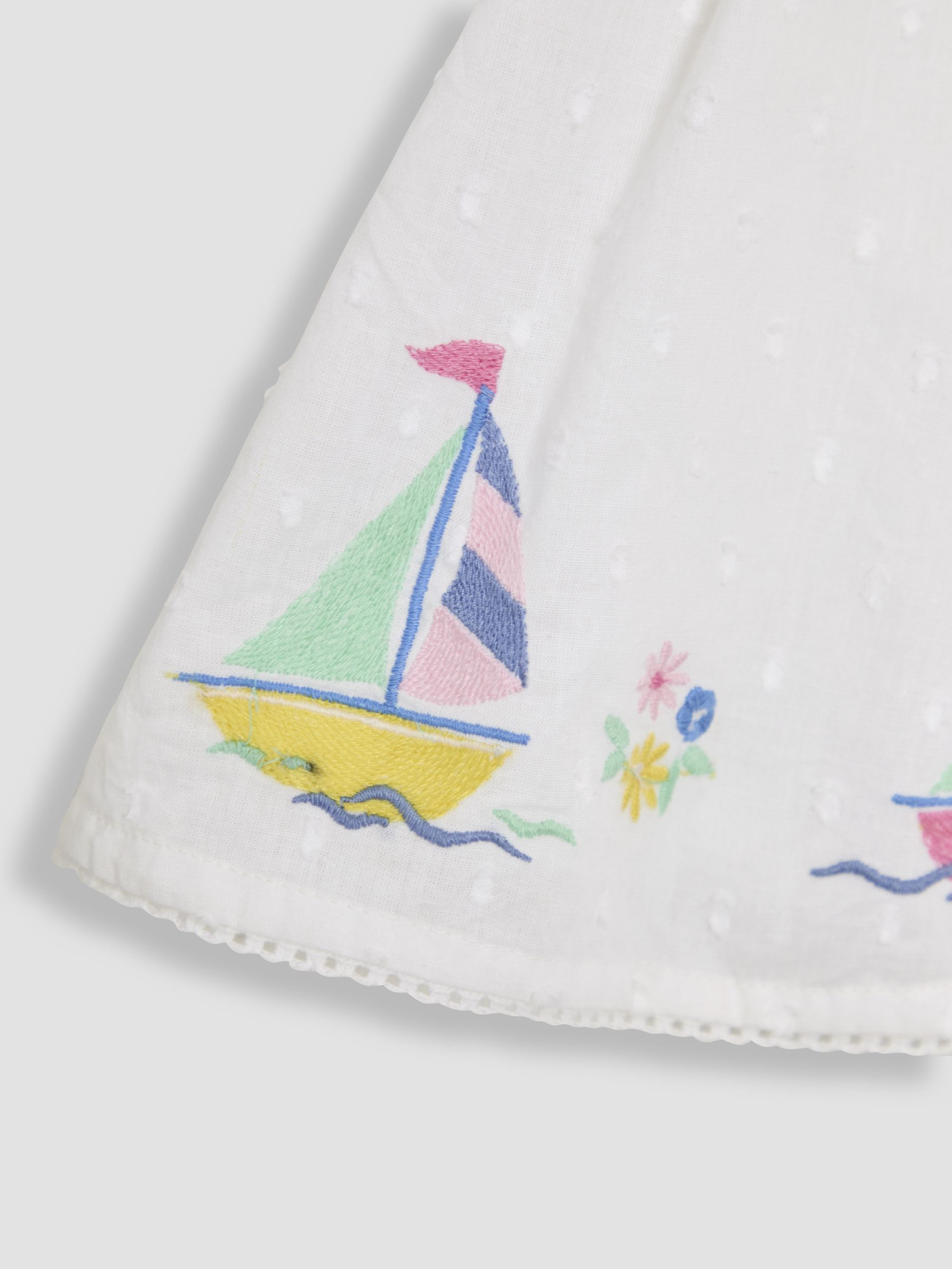 White Boat Baby Appliqué 100% Cotton Dress - Image 4 of 5