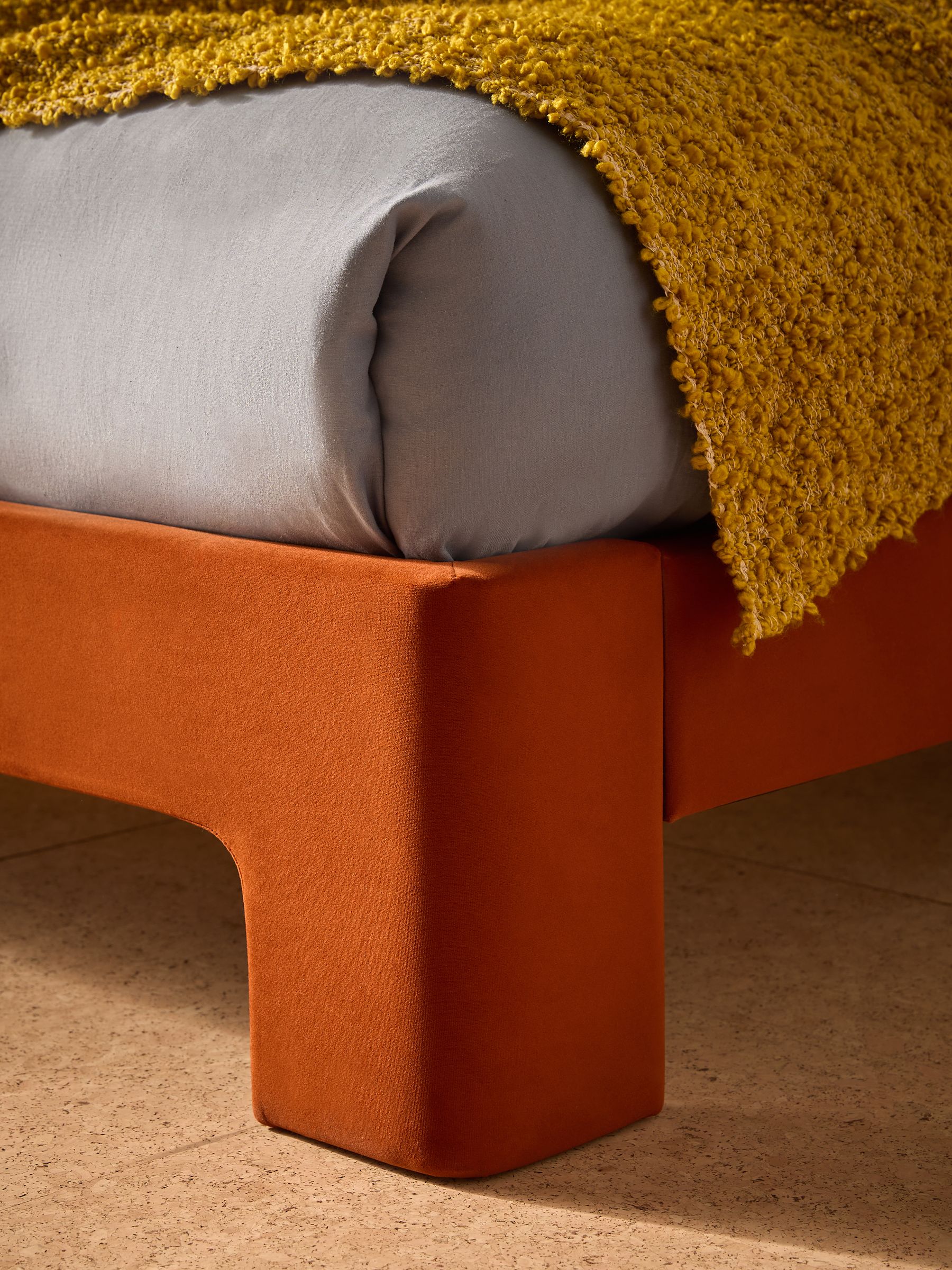 Leonora Bed Bed in Velvet Cinnamon Orange - Image 3 of 5