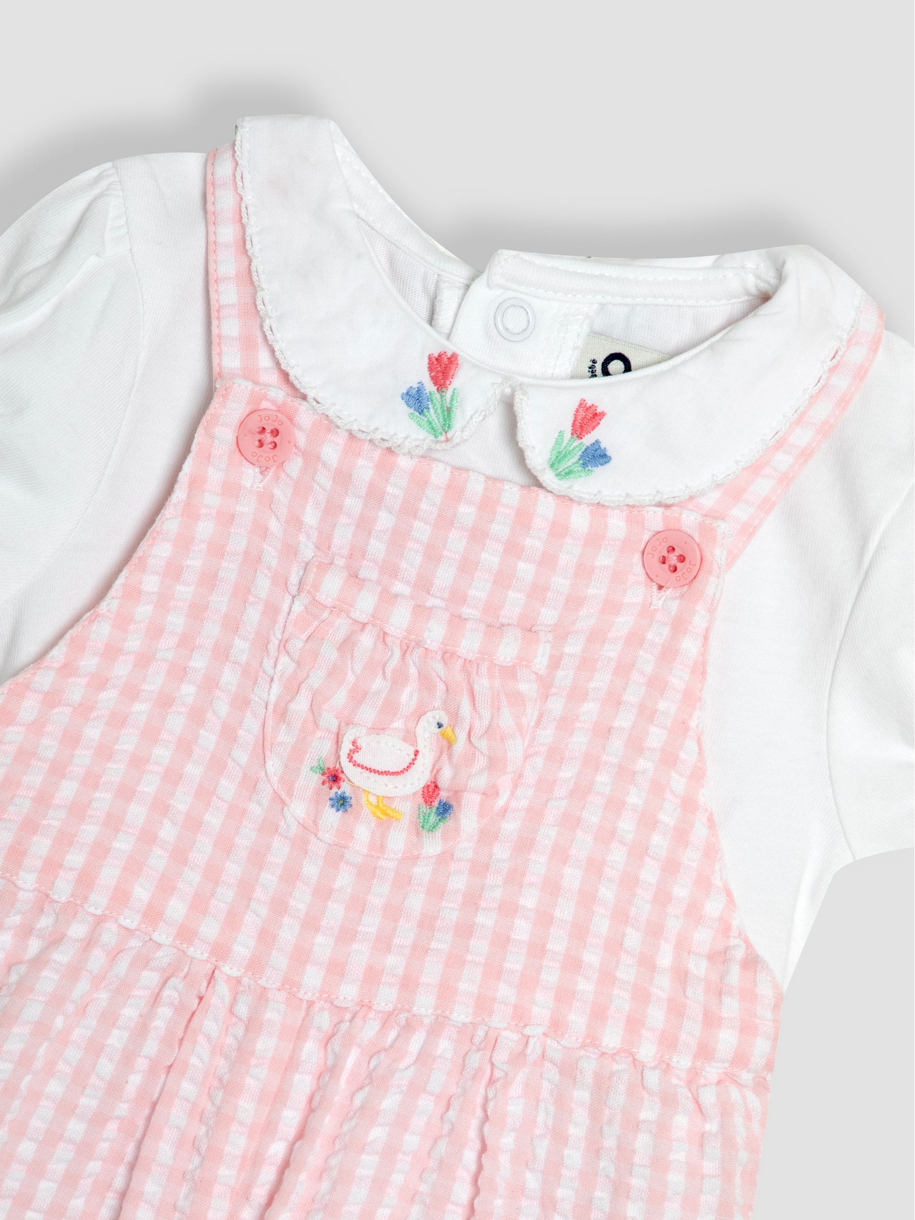 Pink Duck Embroidered Dungarees & Body Set 2 Piece - Image 5 of 5