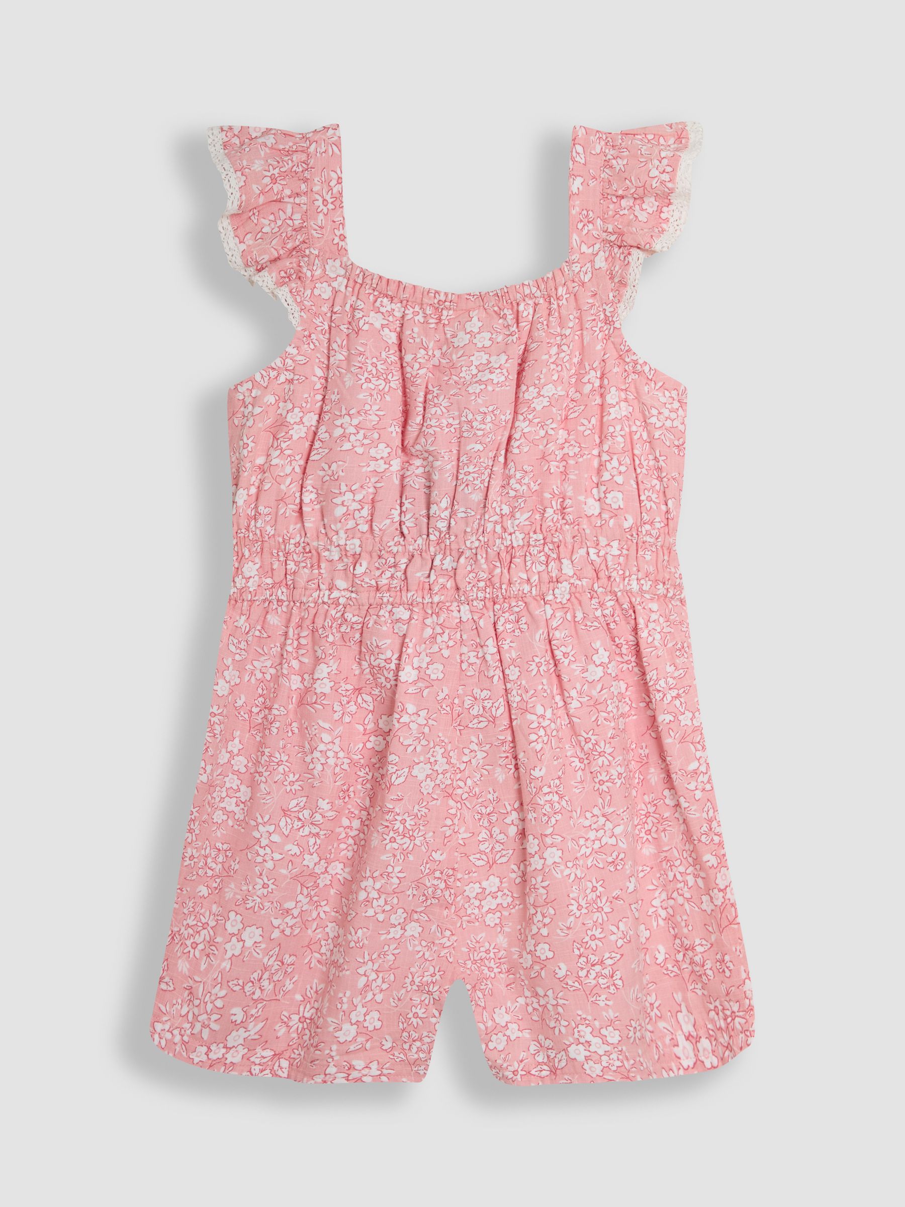 Pink Ditsy Floral Ruffle Shoulder Woven Playsuit - Image 2 of 3