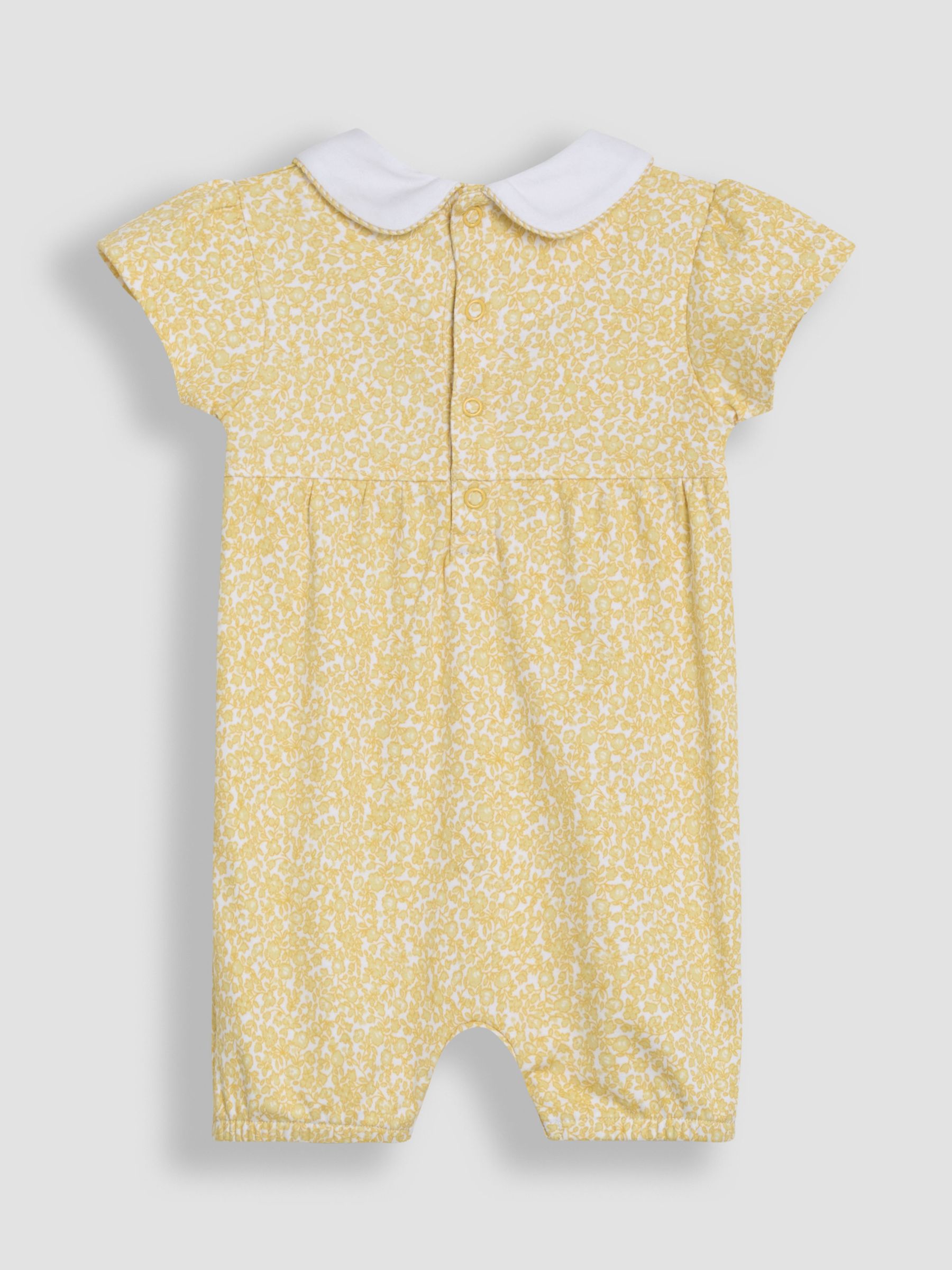 Yellow Floral Print Smocked Romper and Headband Set - Image 4 of 4