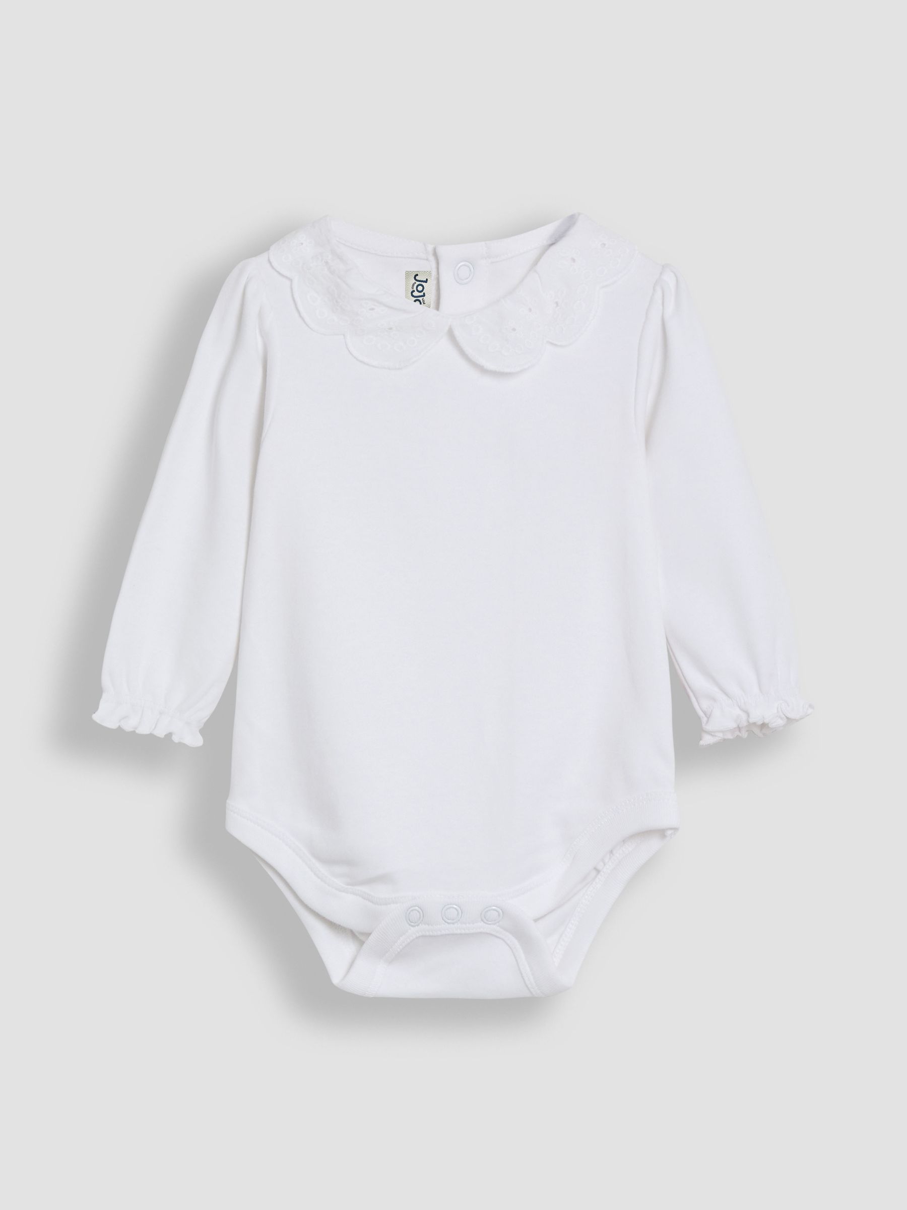 White Broderie Collar Long Sleeve Body - Image 1 of 3