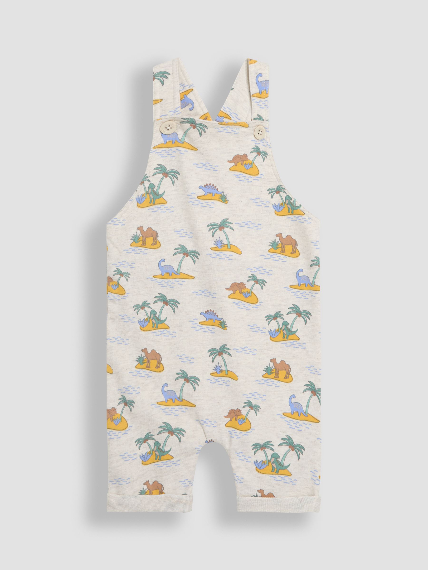 Natural 100% Cotton Dino Dungarees & T-Shirt Set with Hat 3 Piece - Image 2 of 8