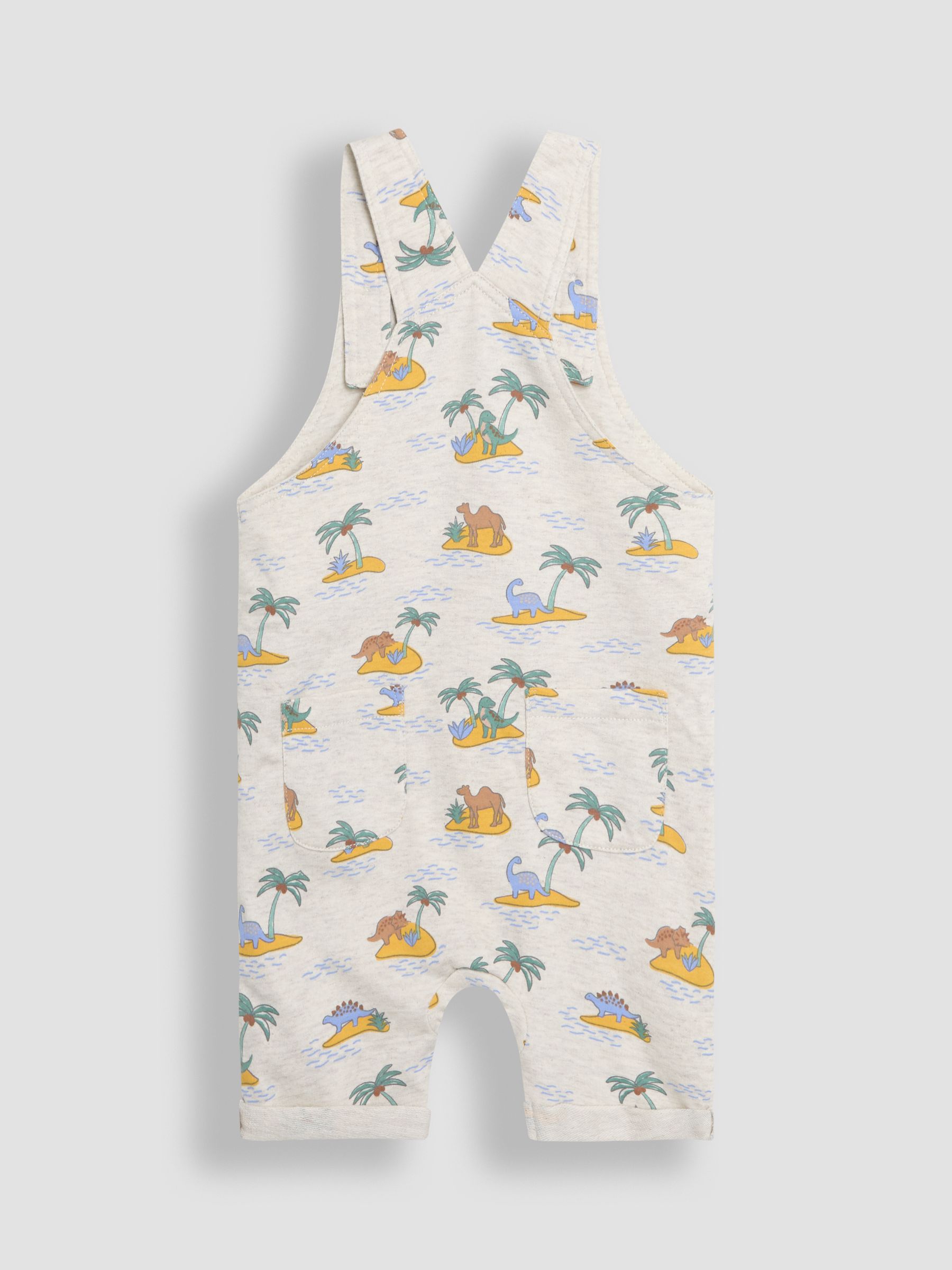 Natural 100% Cotton Dino Dungarees & T-Shirt Set with Hat 3 Piece - Image 3 of 8