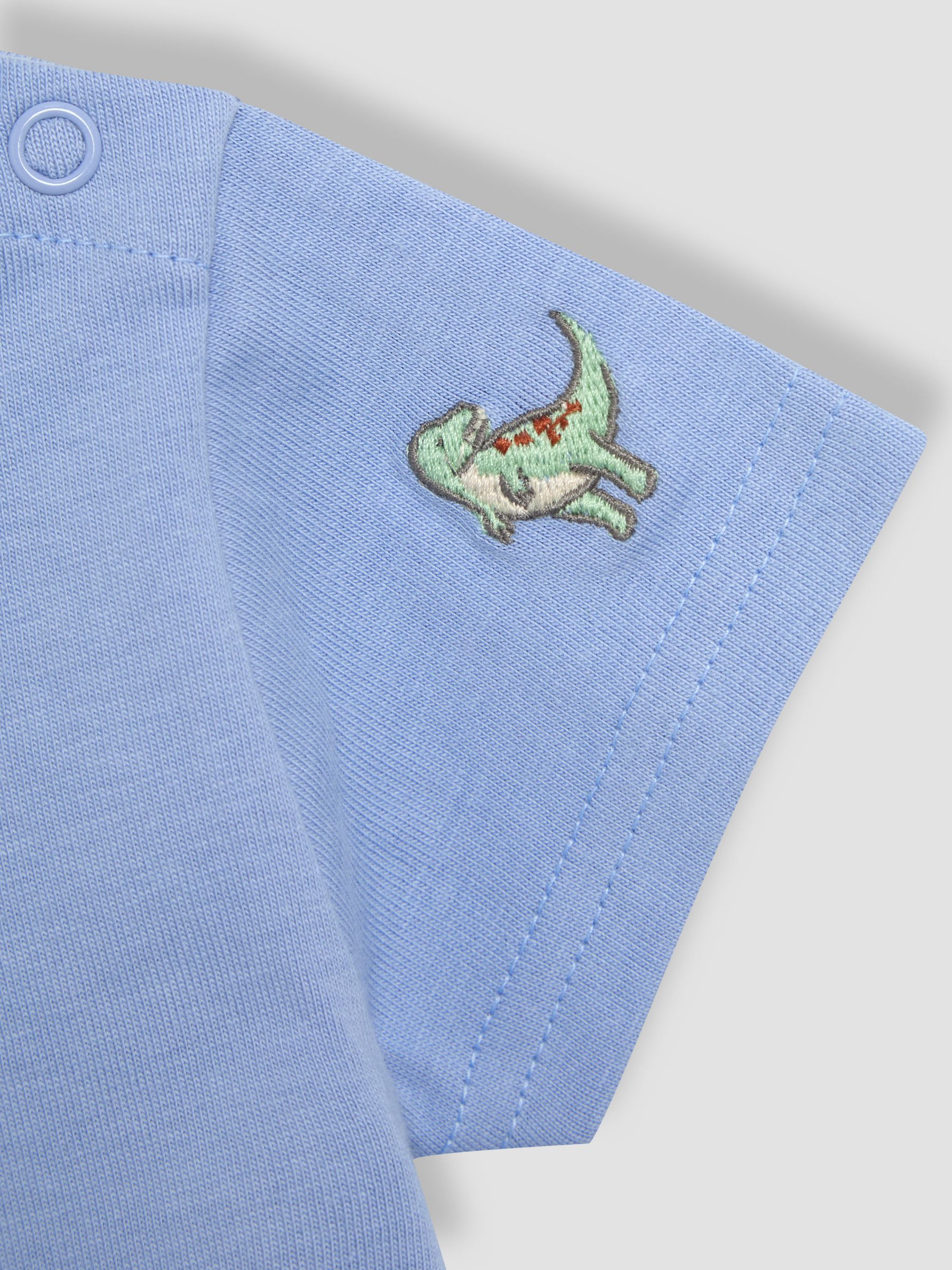 Natural 100% Cotton Dino Dungarees & T-Shirt Set with Hat 3 Piece - Image 8 of 8