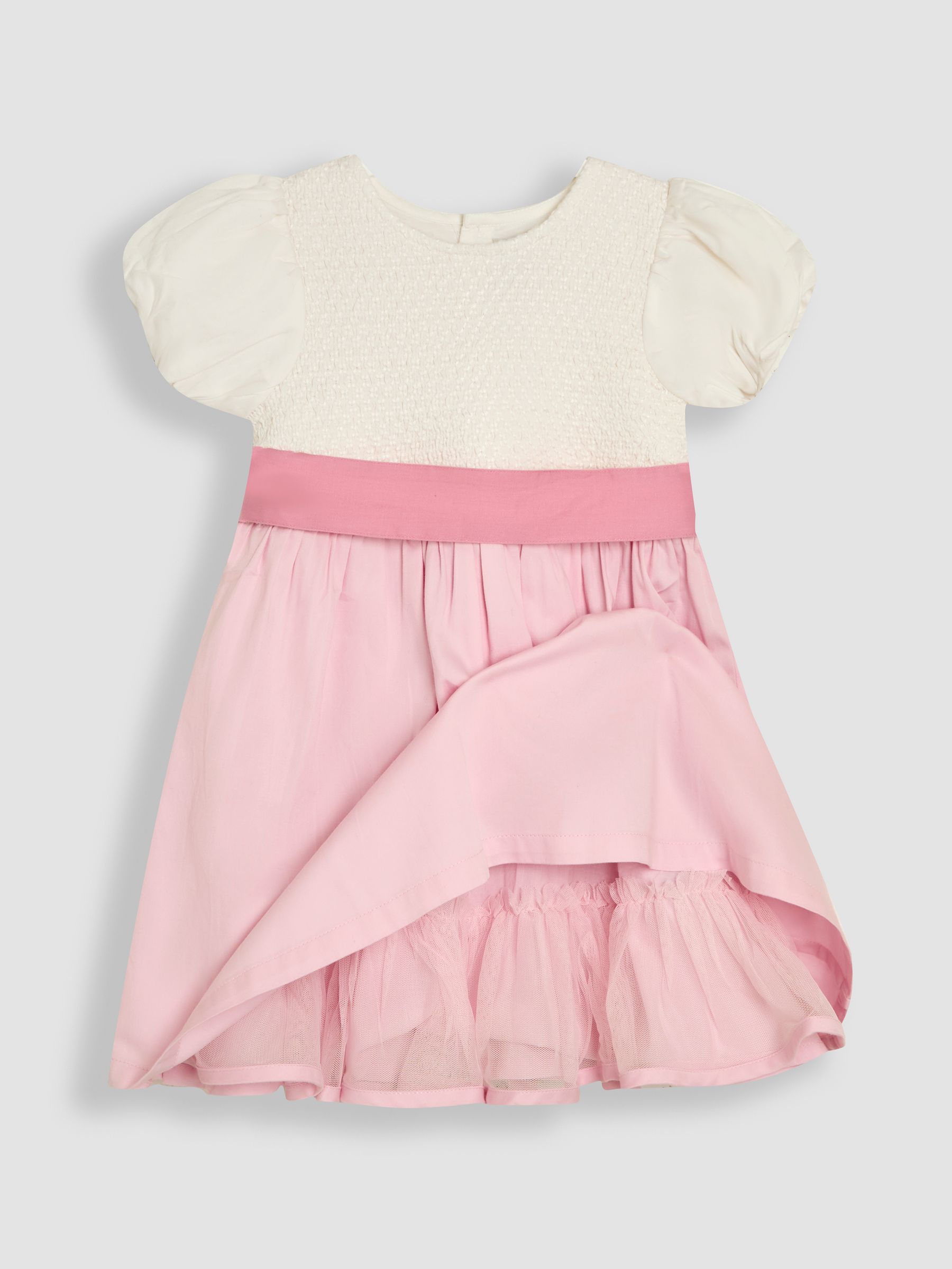 Pink Smocked Satin Party Dress - Image 2 of 4