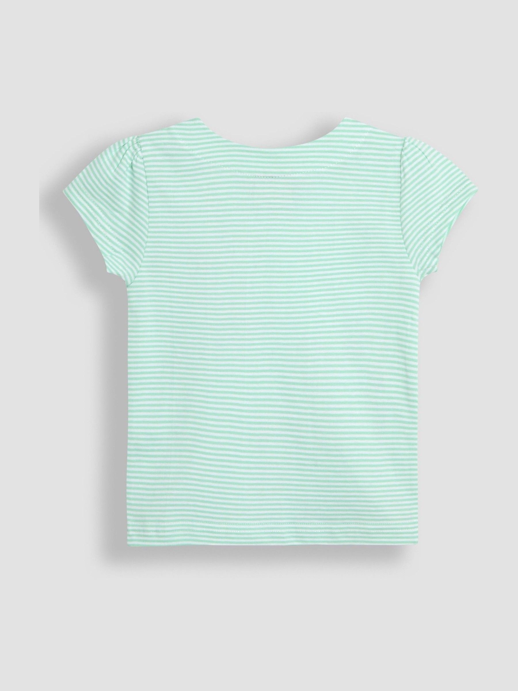 Mint Green Giraffe Print Appliqué 100% Cotton T-Shirt - Image 2 of 3