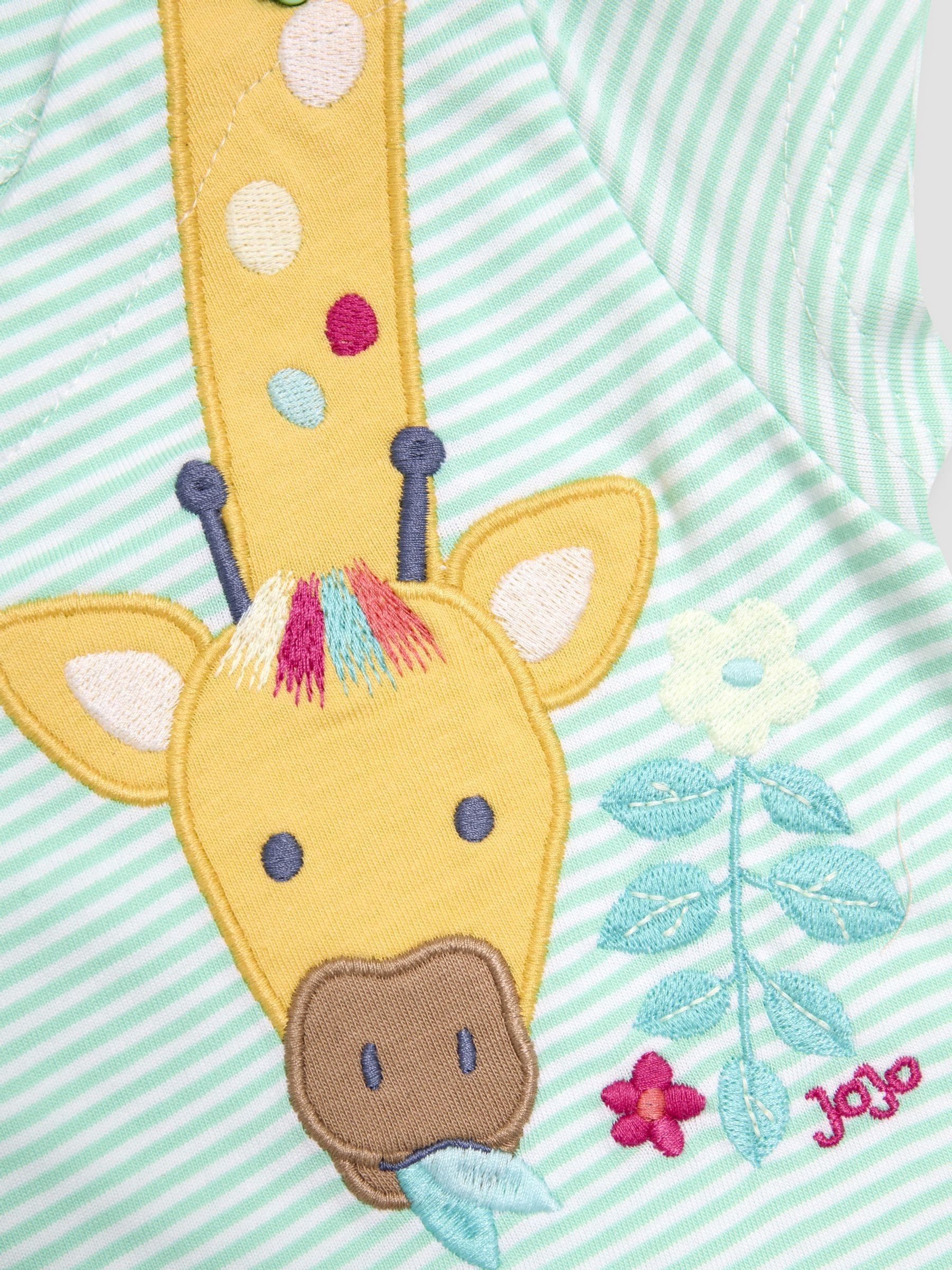 Mint Green Giraffe Print Appliqué 100% Cotton T-Shirt - Image 3 of 3