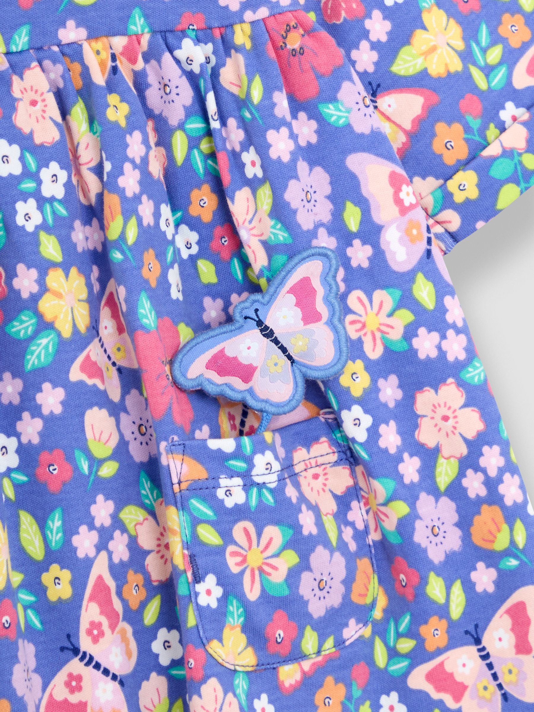 Lilac Purple Butterfly Floral Pet in Pocket Button Front Dress - Image 4 of 4